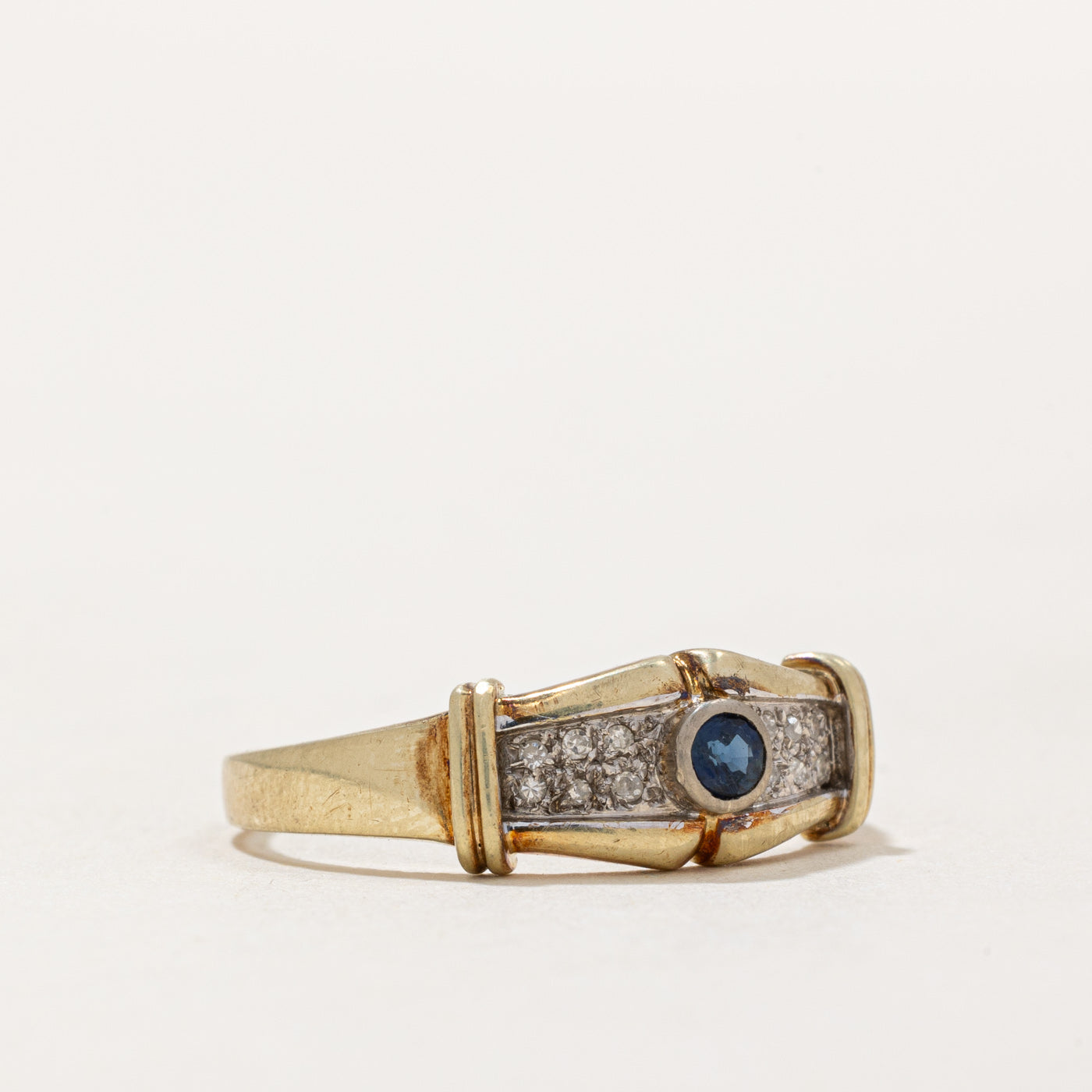 Bezel Set Sapphire & Diamond Ring | 0.07ct, 0.03ctw | SZ 6.75 |