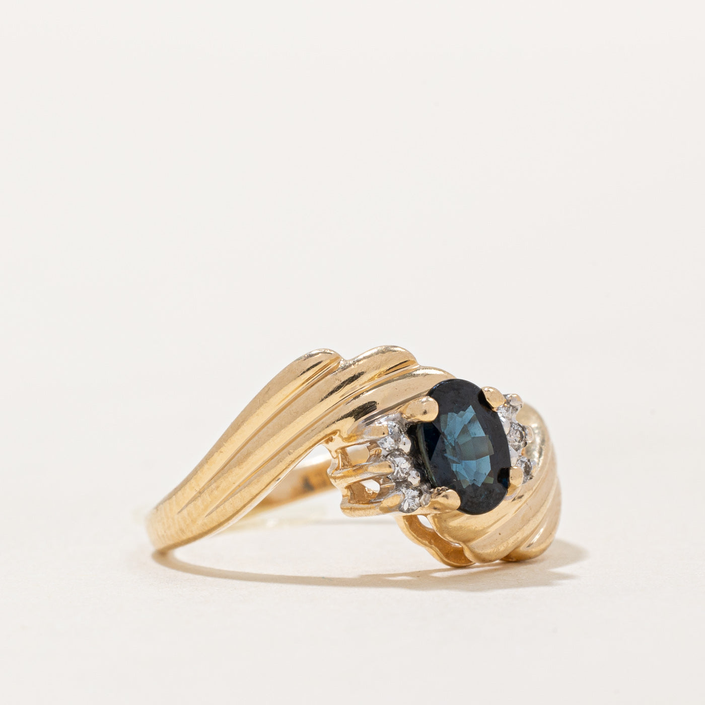 Sapphire & Diamond Bypass Ring | 0.55ct, 0.06ctw | SZ 5.25 |