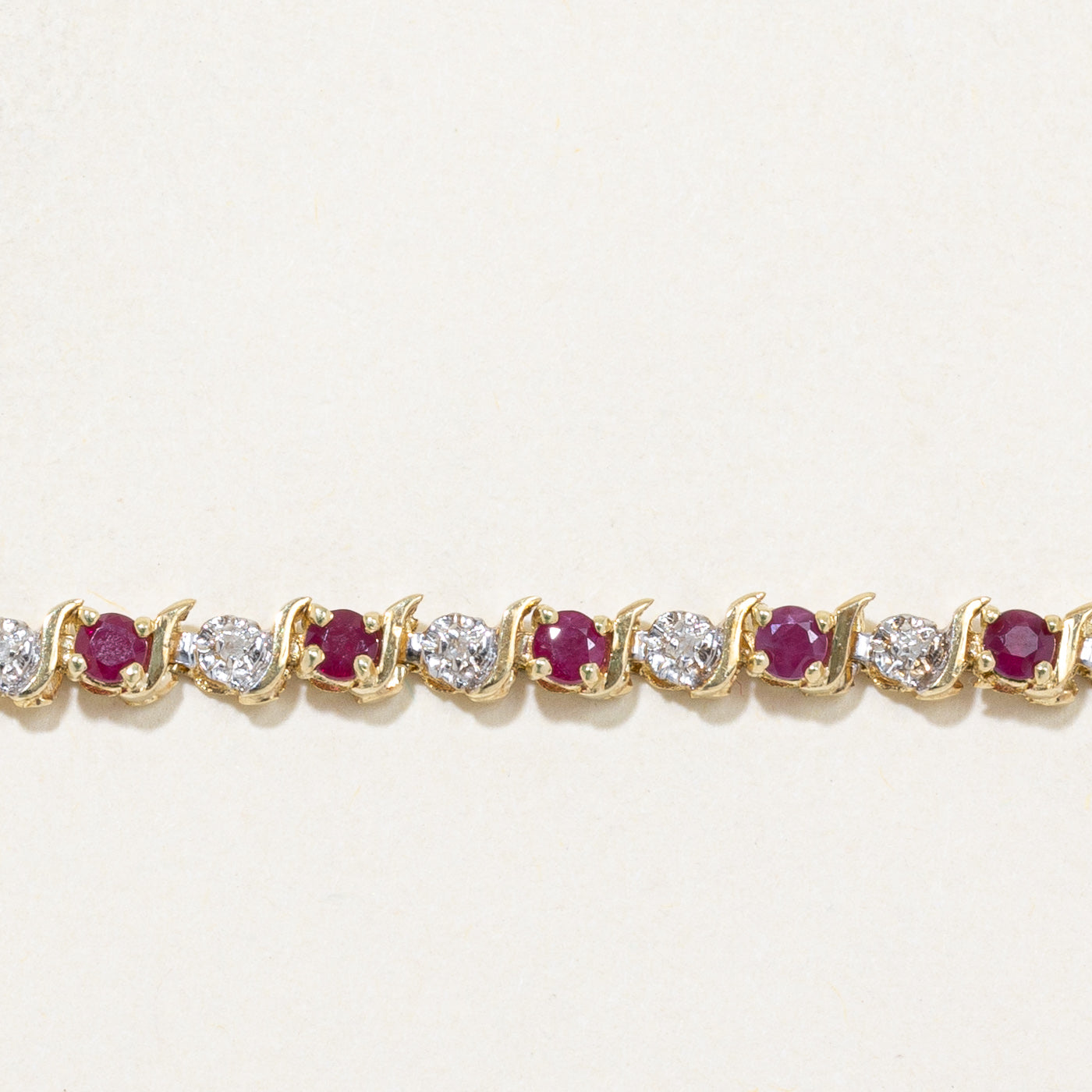 Ruby & Diamond Tennis Bracelet | 1.87ctw, 0.11ctw | 7" |