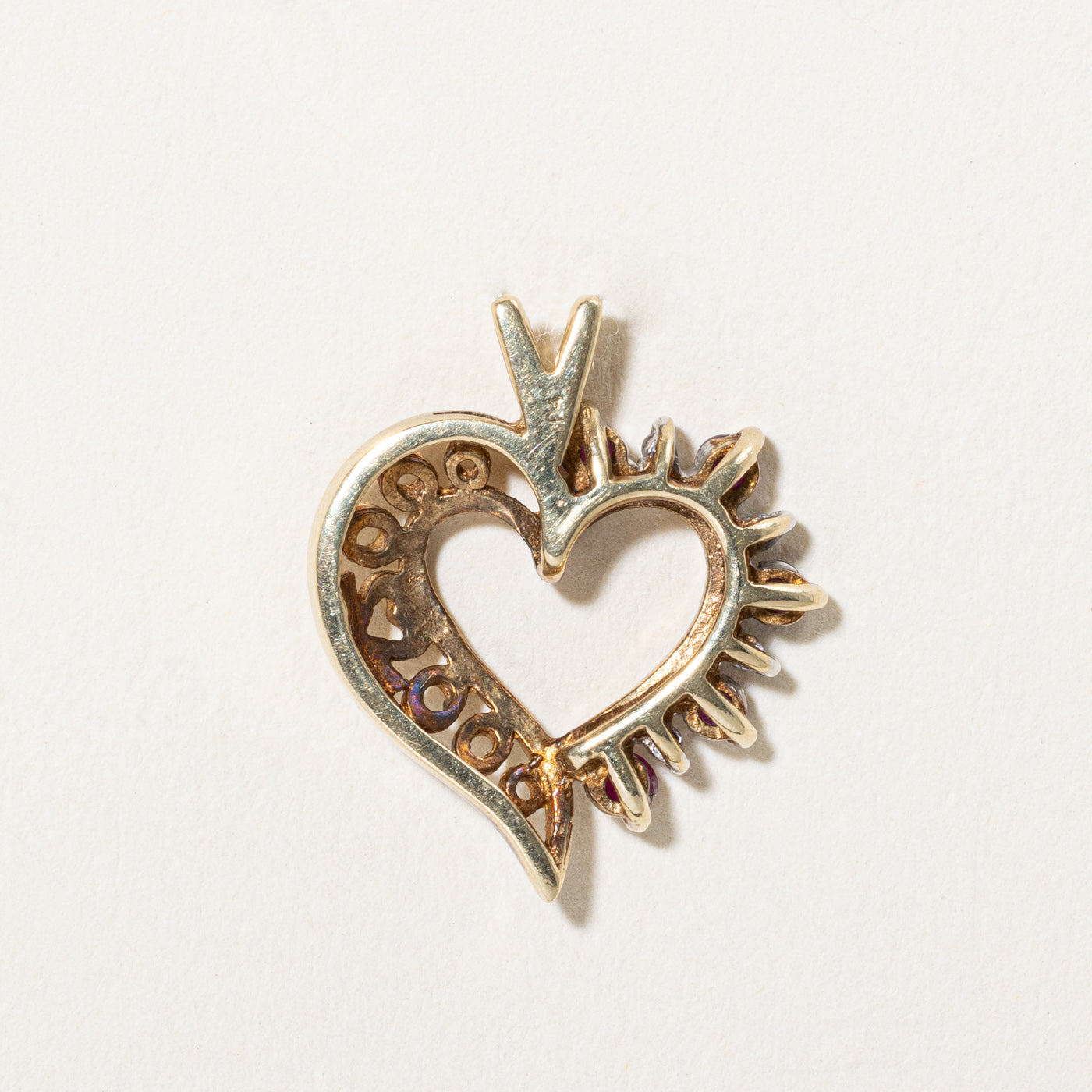 Ruby & Diamond Heart Pendant | 0.20ctw, 0.02ctw |