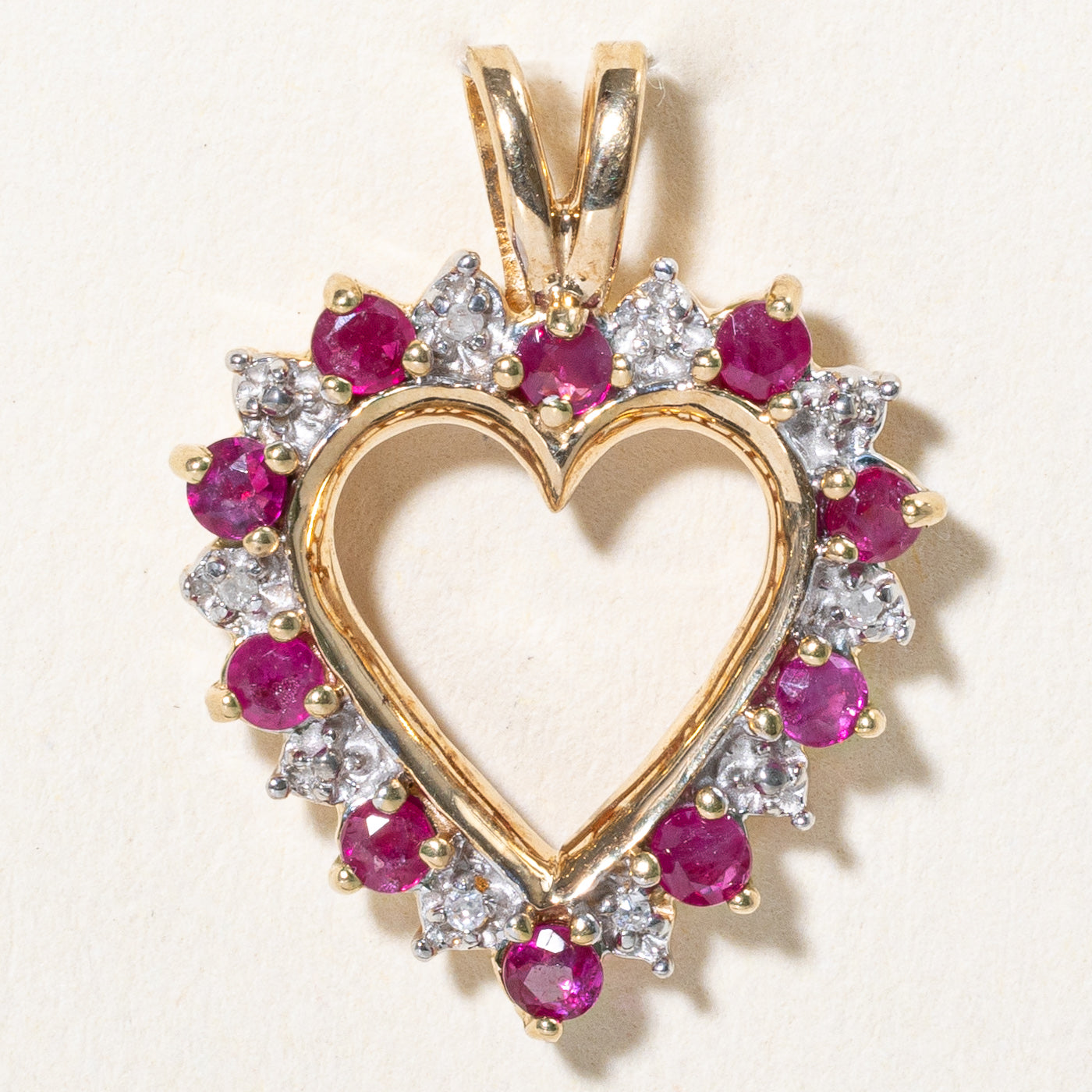 Ruby & Diamond Heart Pendant | 0.60ctw, 0.03ctw |