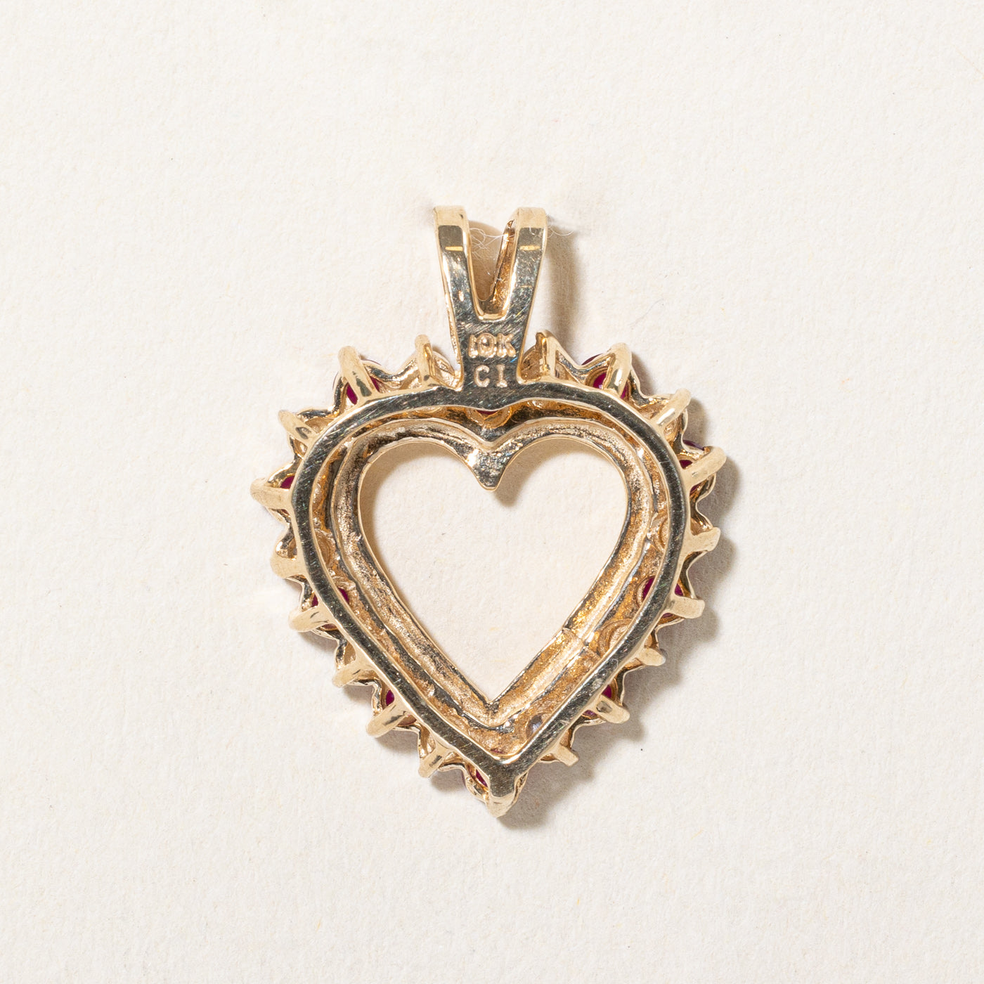 Ruby & Diamond Heart Pendant | 0.60ctw, 0.03ctw |