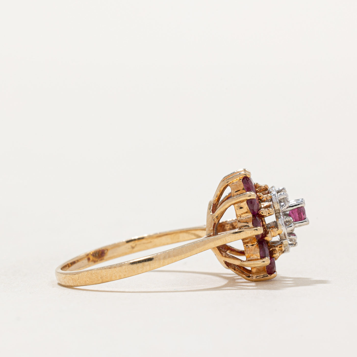10k Ruby & Diamond Cocktail Ring | 0.50ctw, 0.02ctw | SZ 6.5 |