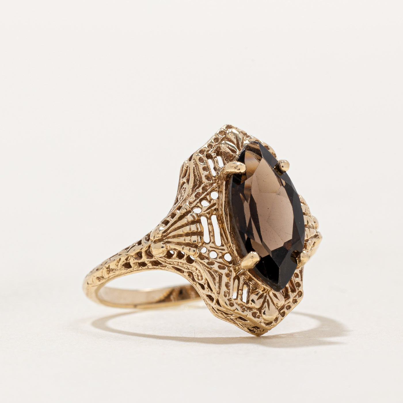 Bague en quartz fumé à motif treillis | 1,40 ct | Taille 5,75 |