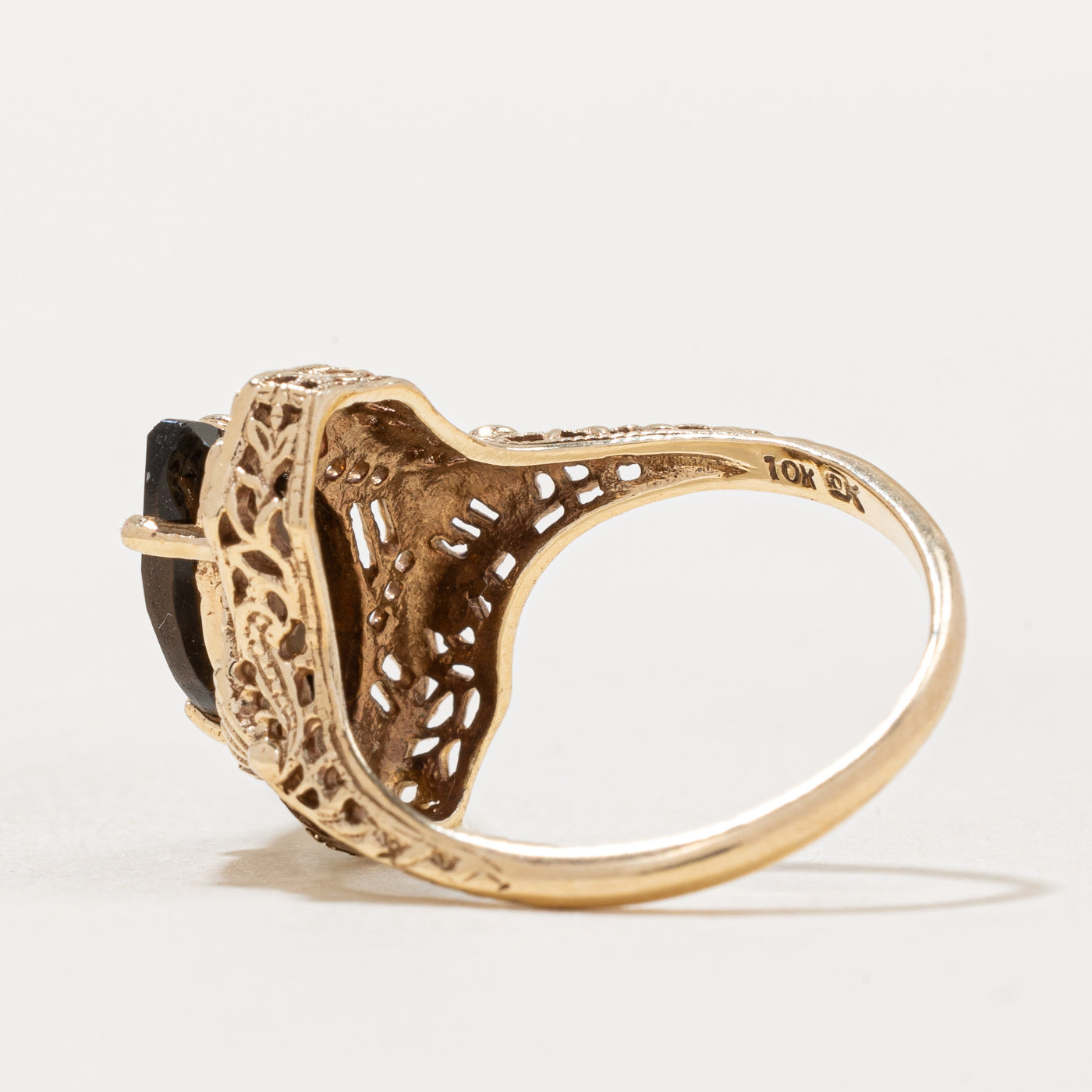 Bague en quartz fumé à motif treillis | 1,40 ct | Taille 5,75 |