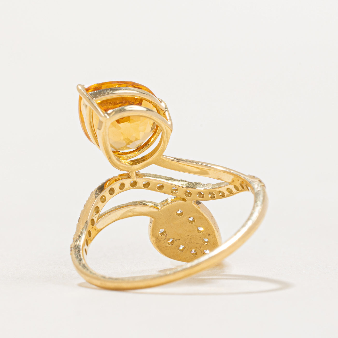 Citrine & Diamond Leaf Ring | 2.25ct, 0.30ctw | SZ 6.5 |