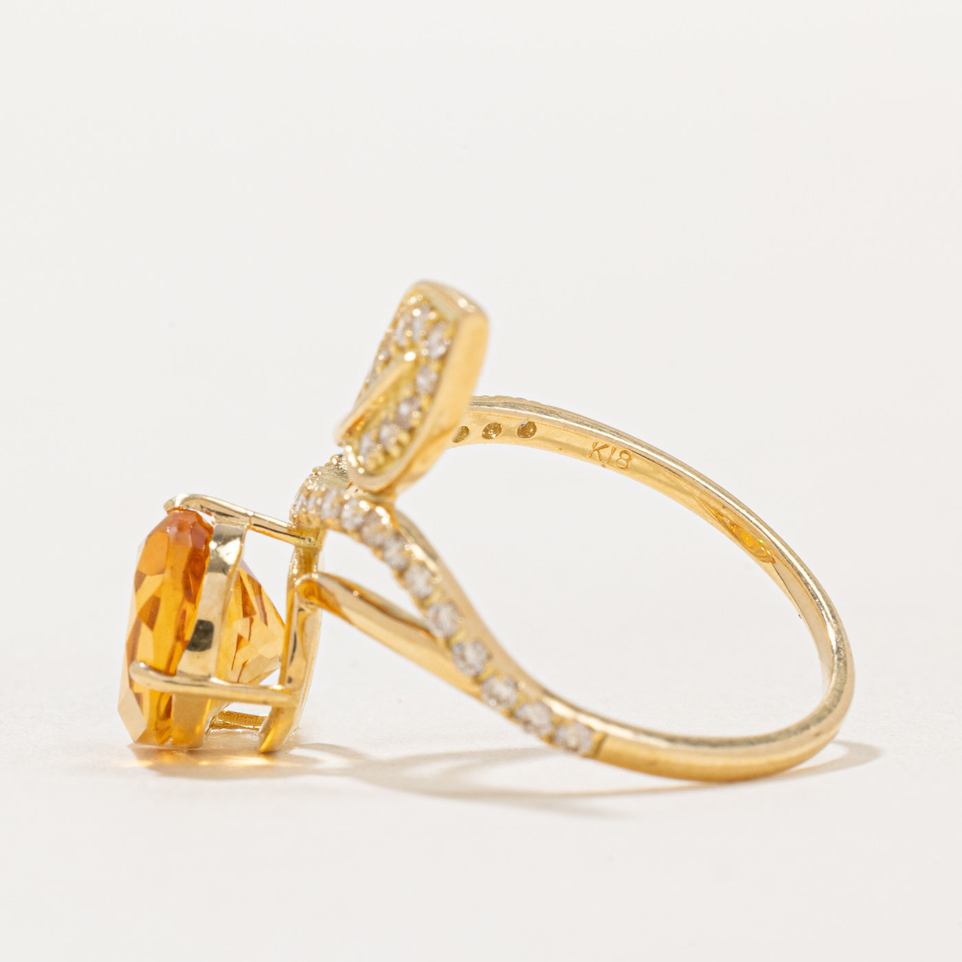 Citrine & Diamond Leaf Ring | 2.25ct, 0.30ctw | SZ 6.5 |
