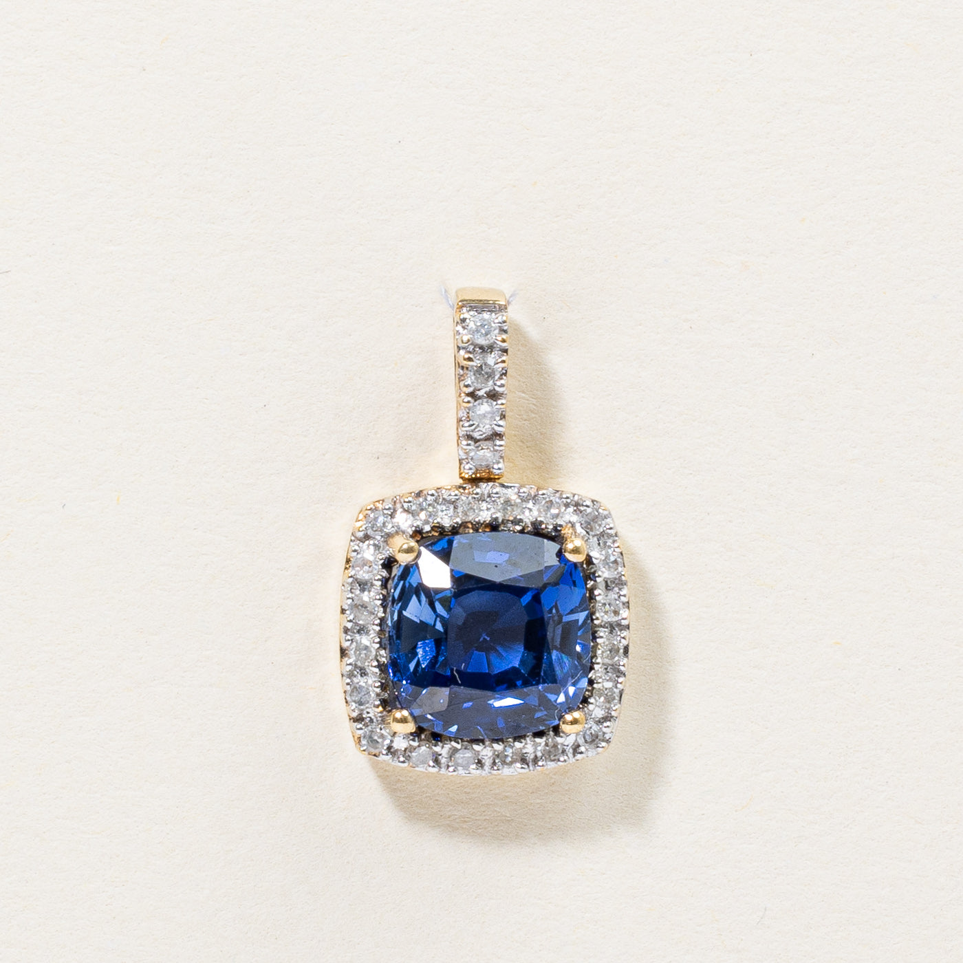 Synthetic Sapphire & Natural Diamond Pendant | 3.75ct, 0.12ctw |