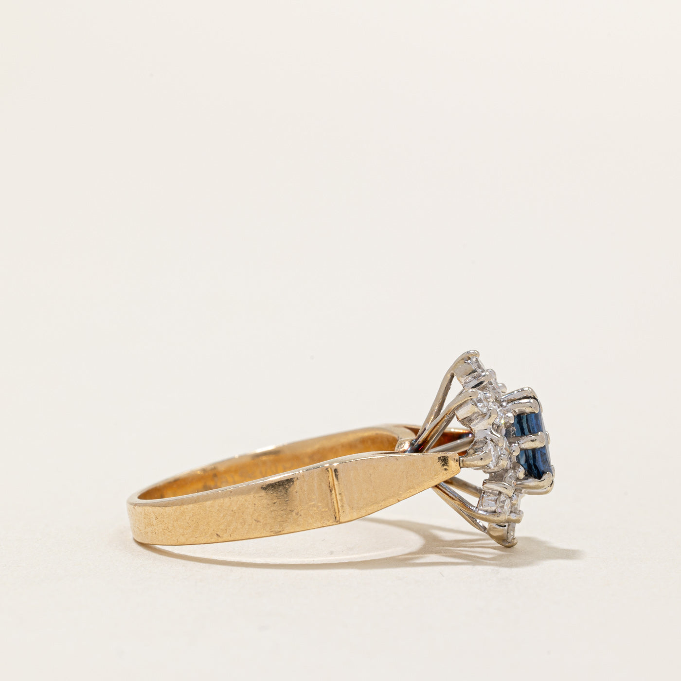 Diamond Halo & Sapphire Cocktail Ring | 0.36ctw, 0.17ct | SZ 6.5 |