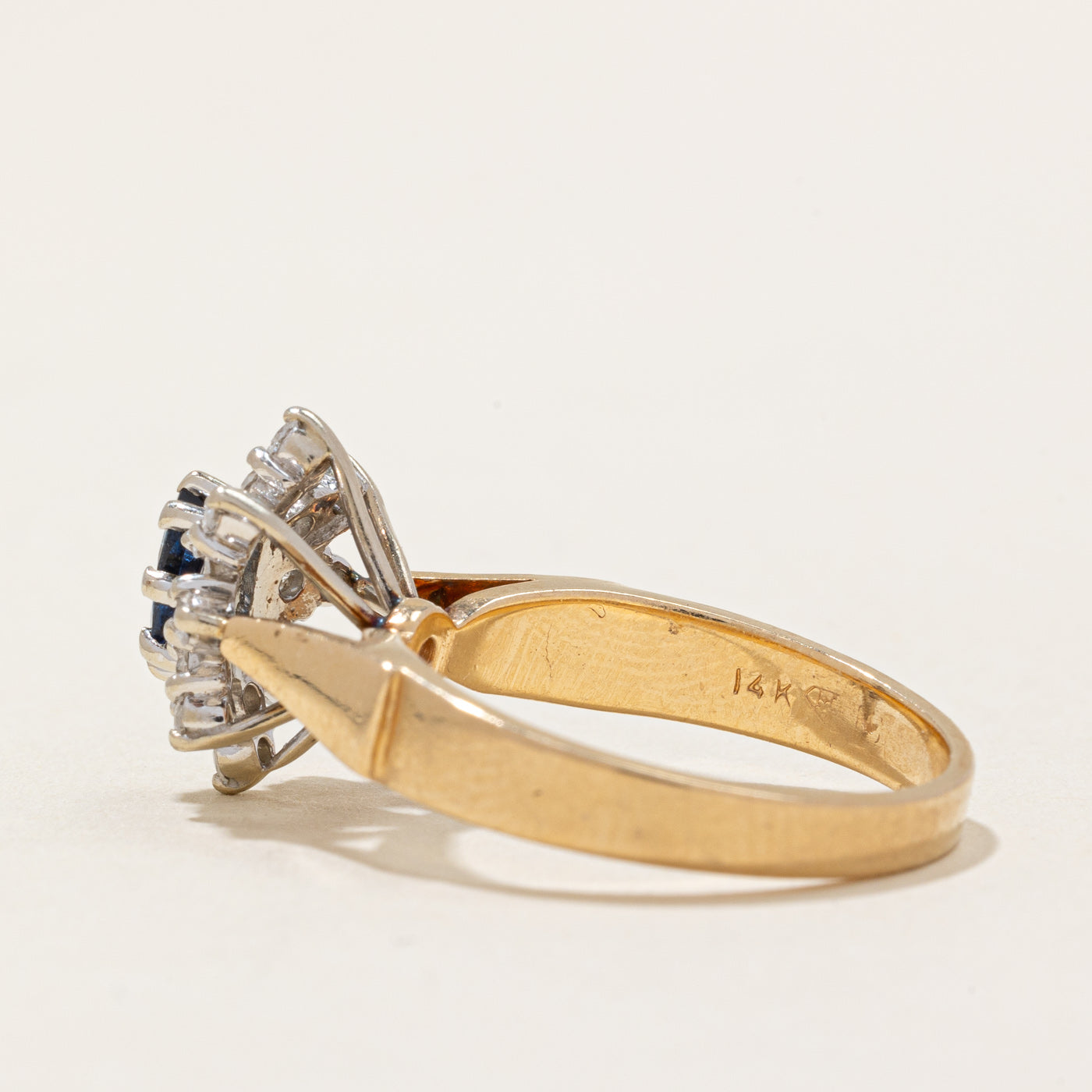Diamond Halo & Sapphire Cocktail Ring | 0.36ctw, 0.17ct | SZ 6.5 |