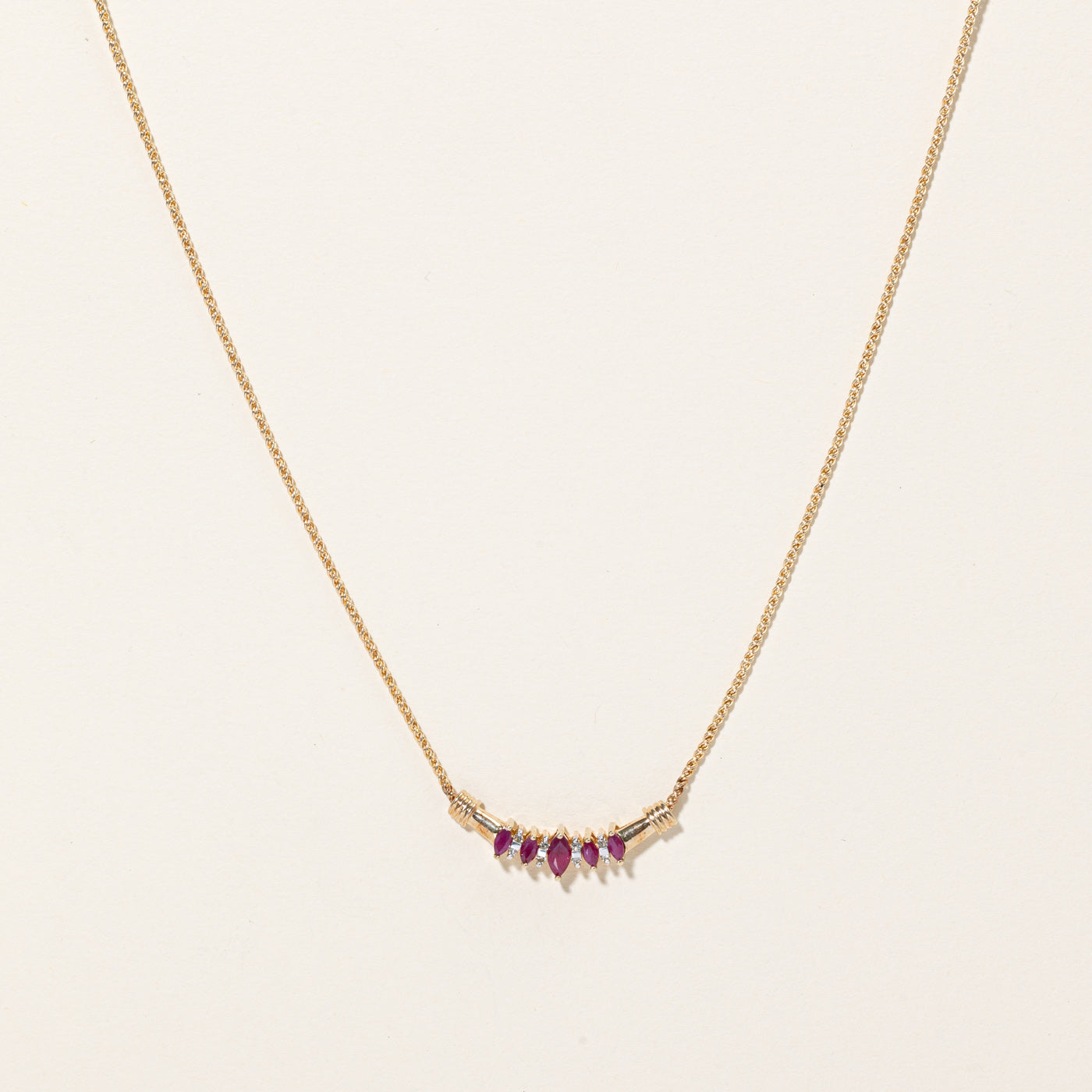 Ruby & Diamond Scoop Pendant Necklace | 0.50ctw, 0.08ctw | 17" |