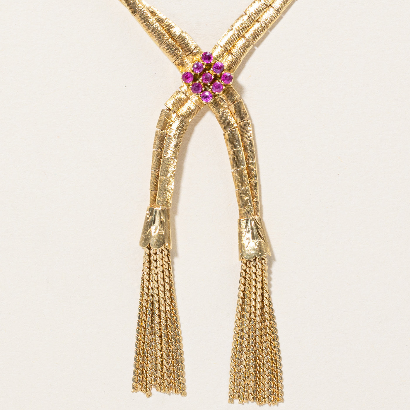 Ruby Pendant & Tassel Necklace | 0.36ctw | 17" |