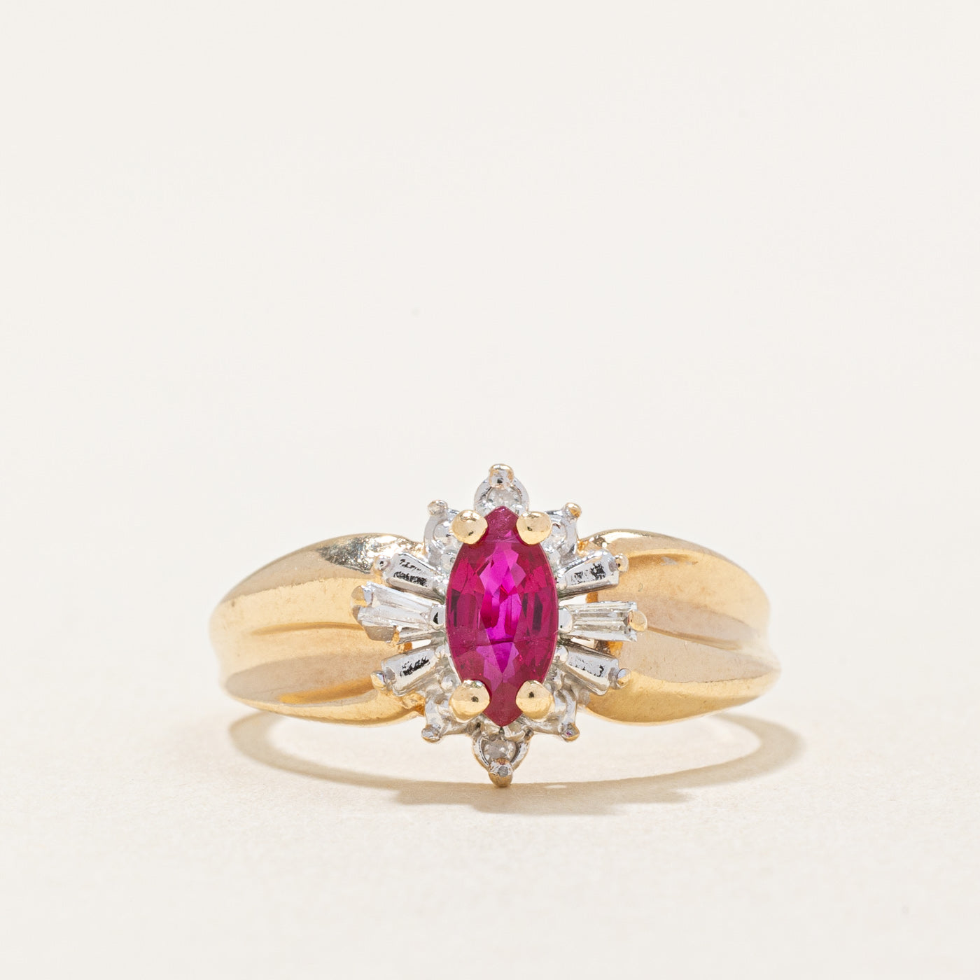 Ruby & Diamond Halo Ring | 0.42ct, 0.04ctw | SZ 5.75 |