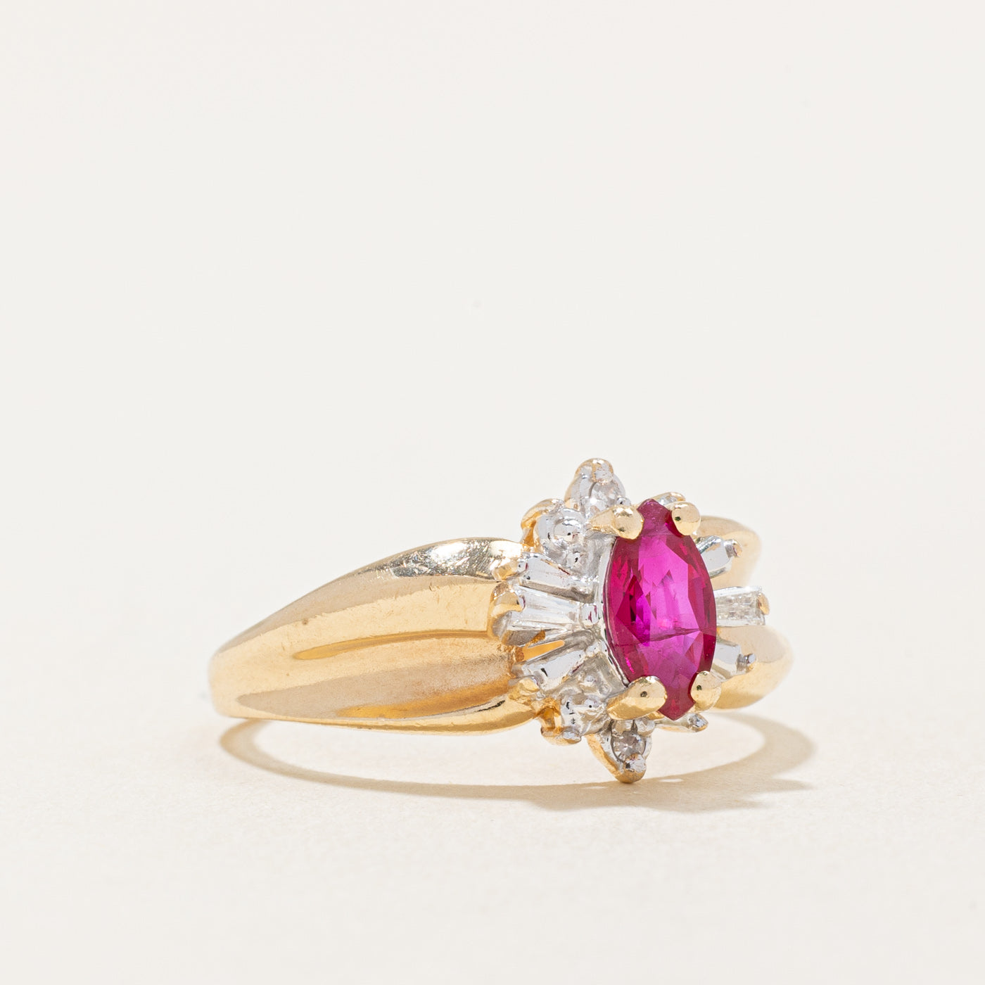 Ruby & Diamond Halo Ring | 0.42ct, 0.04ctw | SZ 5.75 |