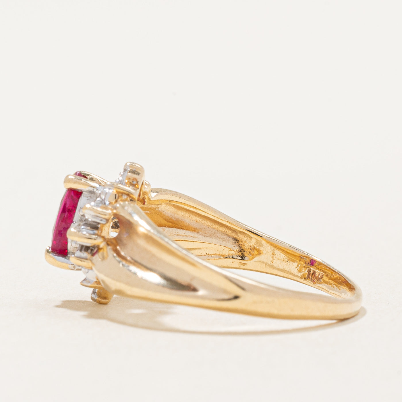 Ruby & Diamond Halo Ring | 0.42ct, 0.04ctw | SZ 5.75 |