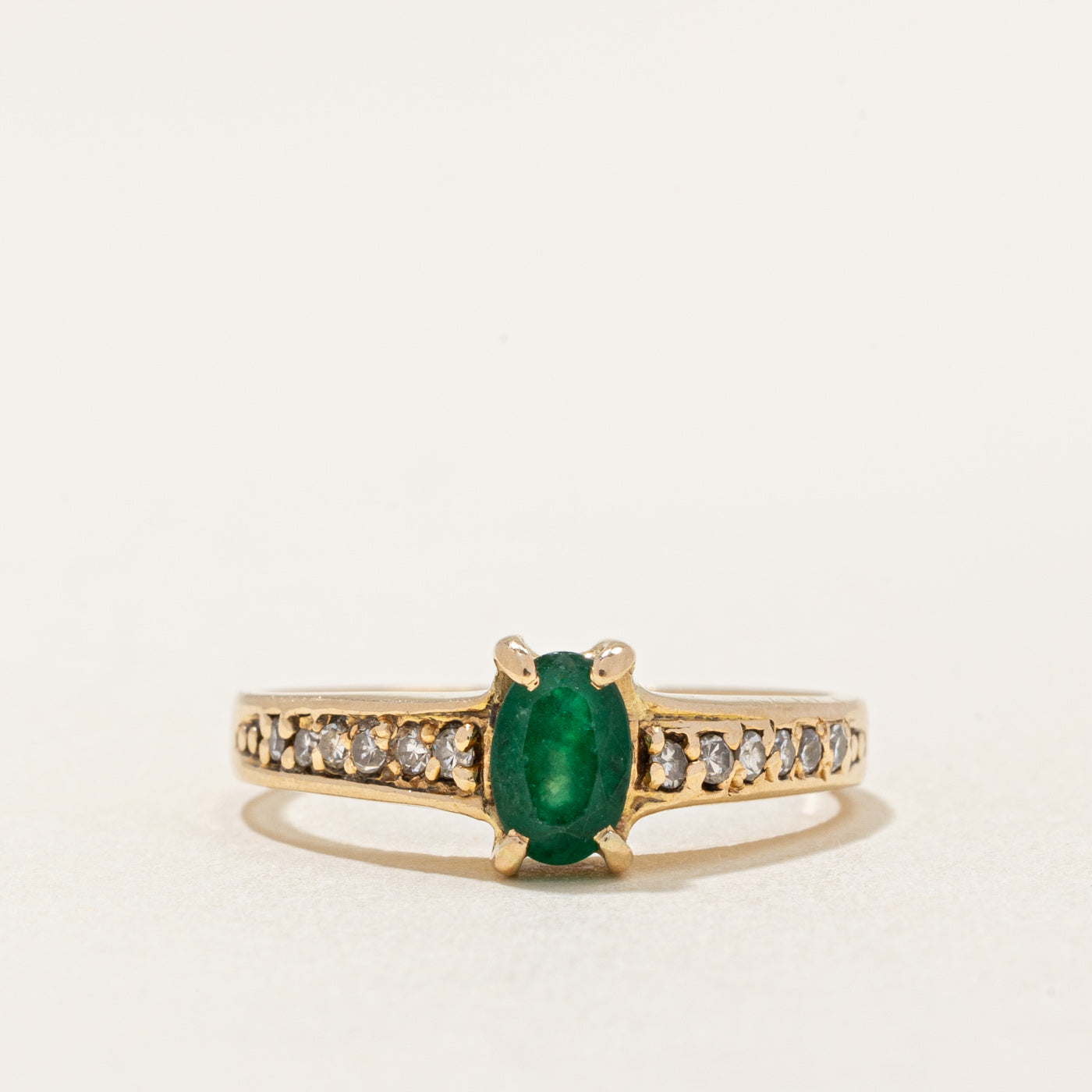 Emerald & Diamond Ring | 0.35ct, 0.09ctw | SZ 6 |