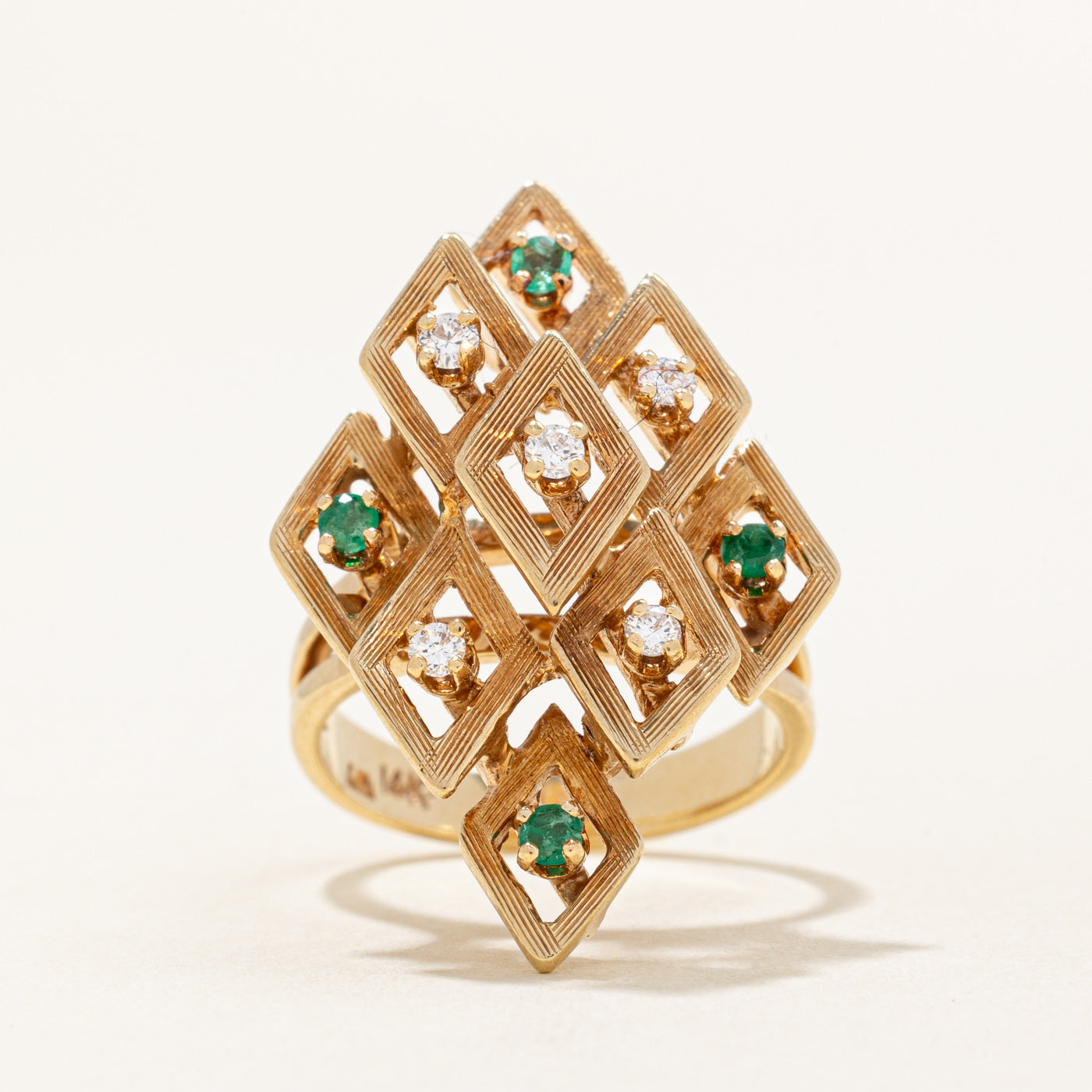 Diamond & Emerald Cocktail Ring | 0.15ctw, 0.12ctw | SZ 6.25 |