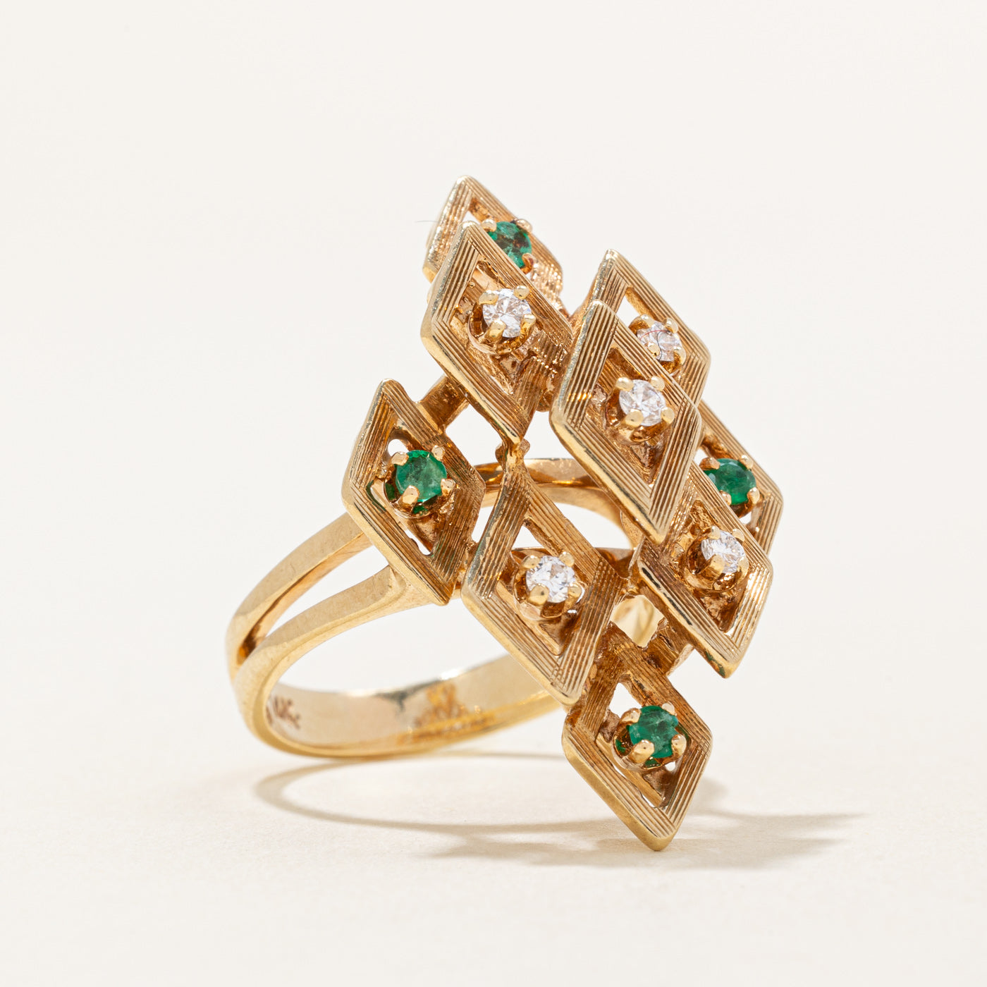 Diamond & Emerald Cocktail Ring | 0.15ctw, 0.12ctw | SZ 6.25 |