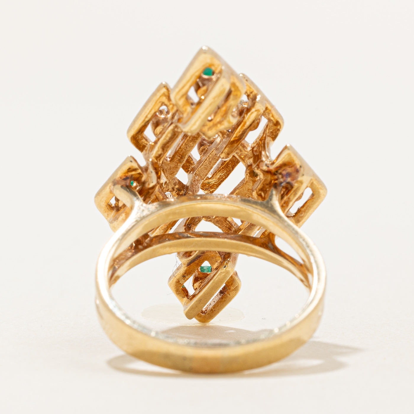 Diamond & Emerald Cocktail Ring | 0.15ctw, 0.12ctw | SZ 6.25 |