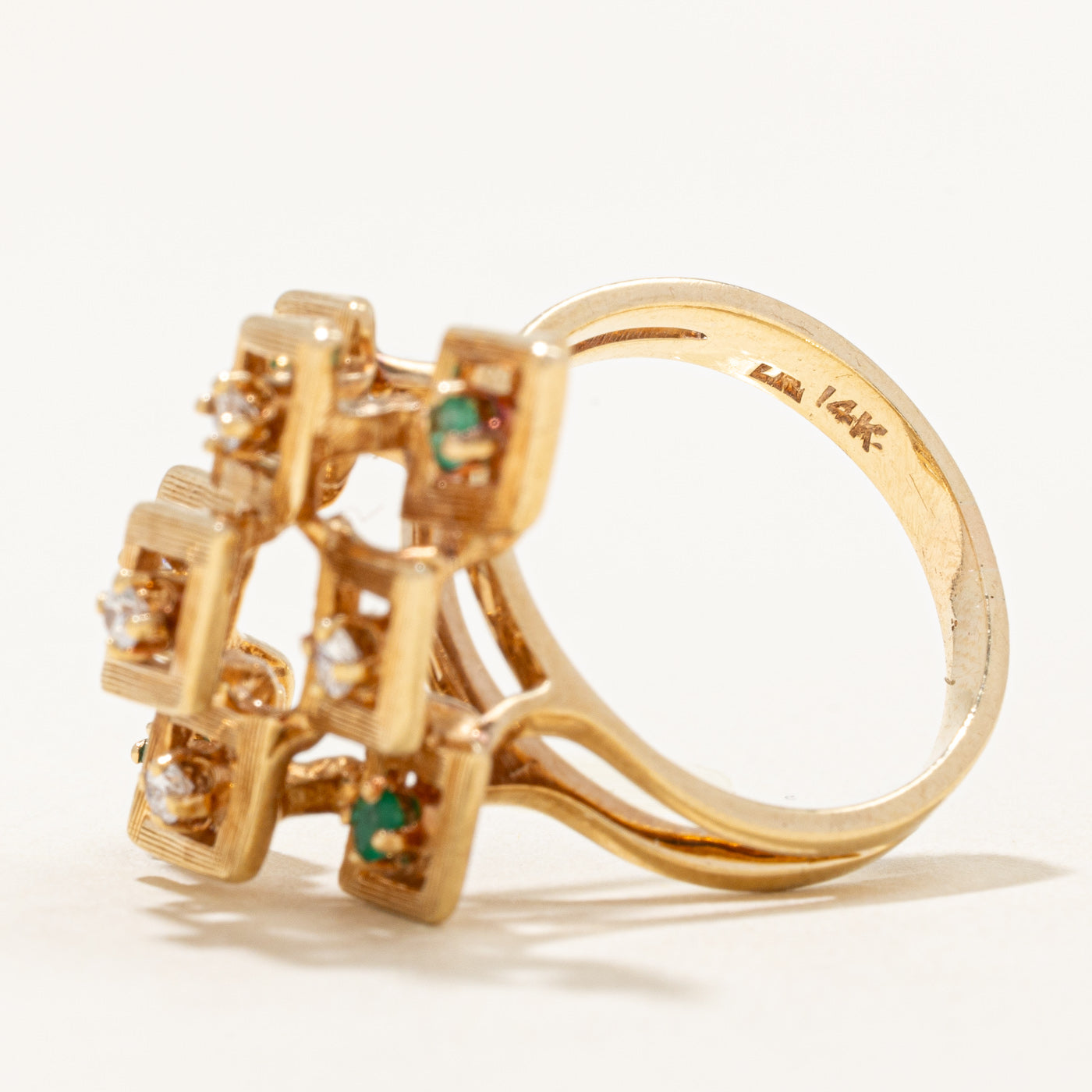 Diamond & Emerald Cocktail Ring | 0.15ctw, 0.12ctw | SZ 6.25 |
