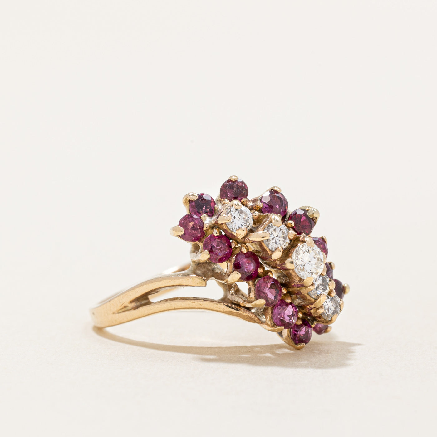 Ruby & Diamond Waterfall Ring | 0.80ctw, 0.25ctw | SZ 5.75 |