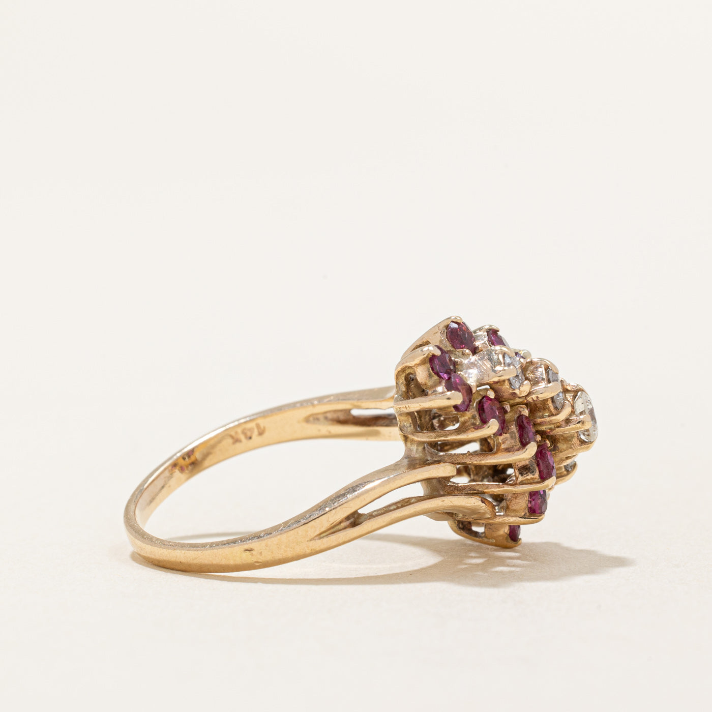 Ruby & Diamond Waterfall Ring | 0.80ctw, 0.25ctw | SZ 5.75 |