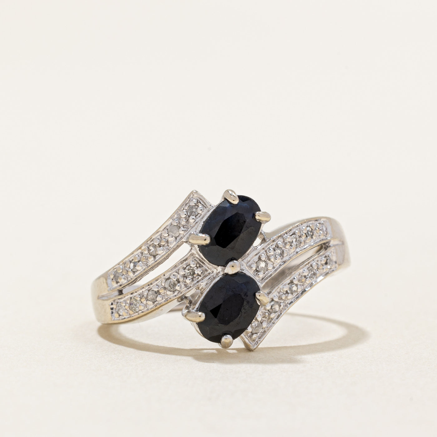 Sapphire & Diamond Bypass Ring | 0.80ctw, 0.10ctw | SZ 6.5 |