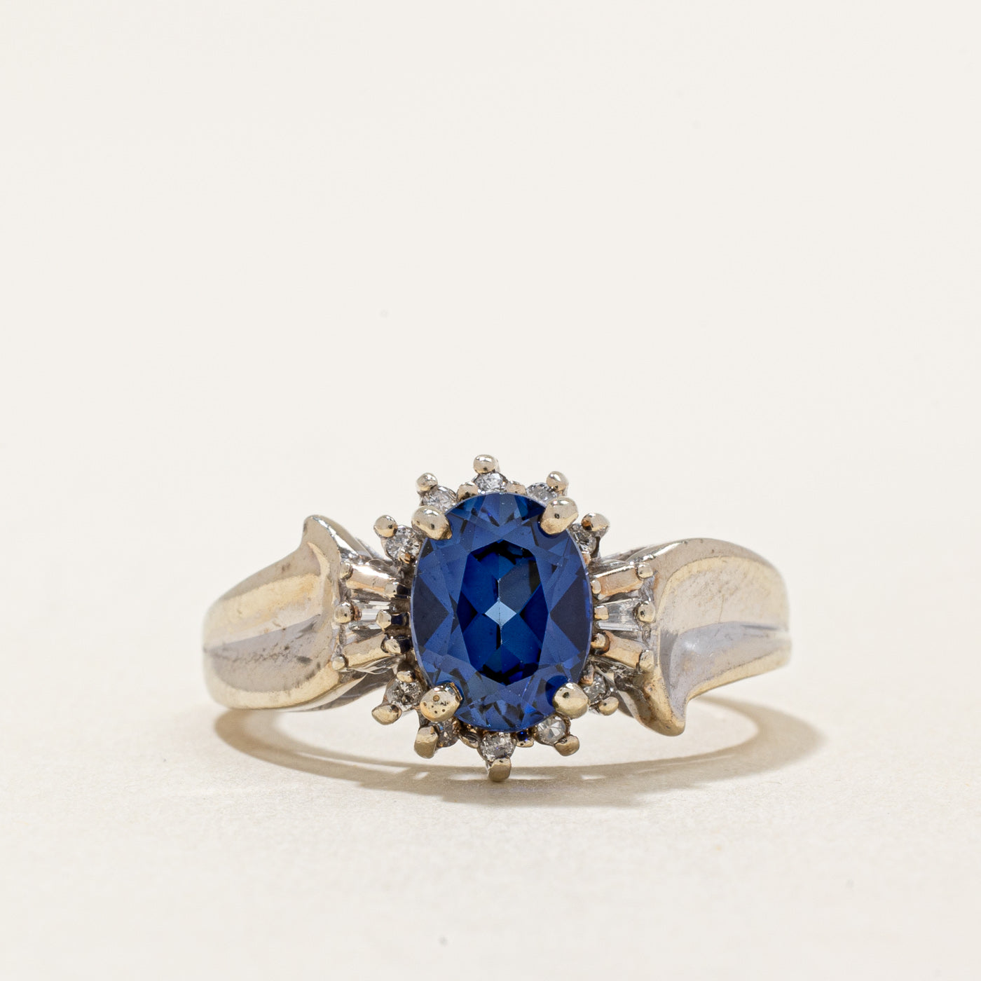 Synthetic Sapphire & Natural Diamond Ring | 1.00ct, 0.10ctw | SZ 5.75 |