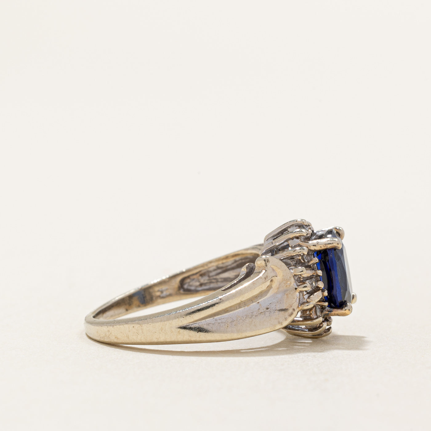Synthetic Sapphire & Natural Diamond Ring | 1.00ct, 0.10ctw | SZ 5.75 |