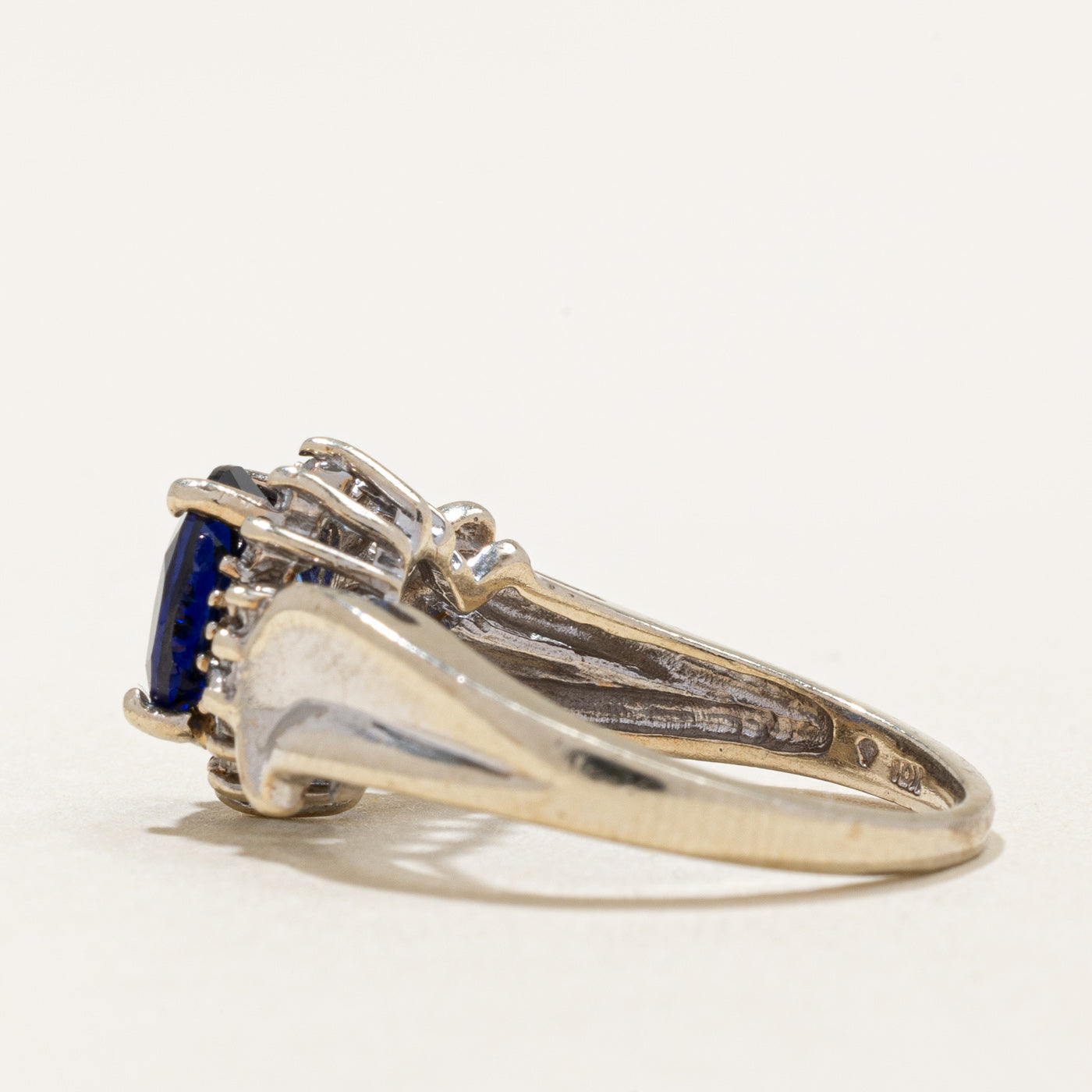 Synthetic Sapphire & Natural Diamond Ring | 1.00ct, 0.10ctw | SZ 5.75 |