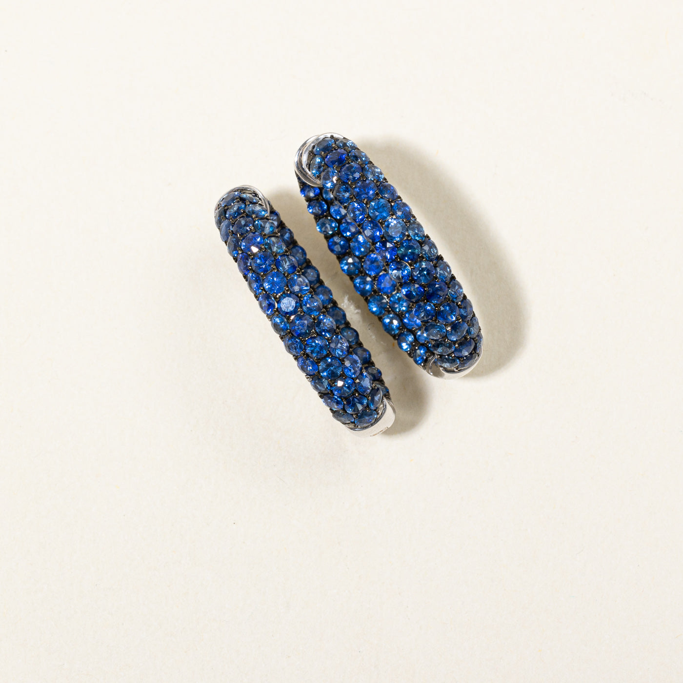 Blue Sapphire Pave Hoop Earrings | 4.60ctw |