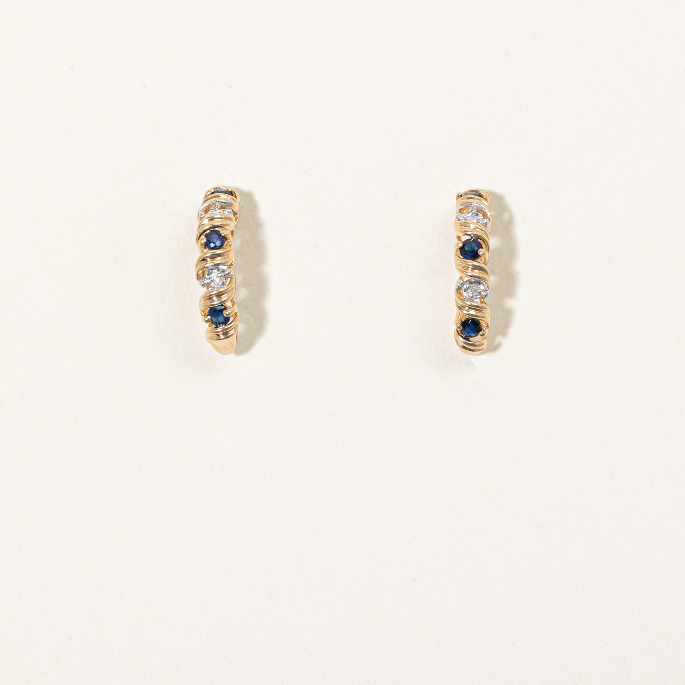 Sapphire & Diamond Half Huggie Earrings | 0.46ctw, 0.02ctw |