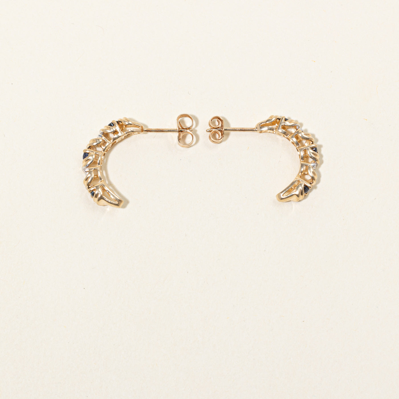 Sapphire & Diamond Half Huggie Earrings | 0.46ctw, 0.02ctw |
