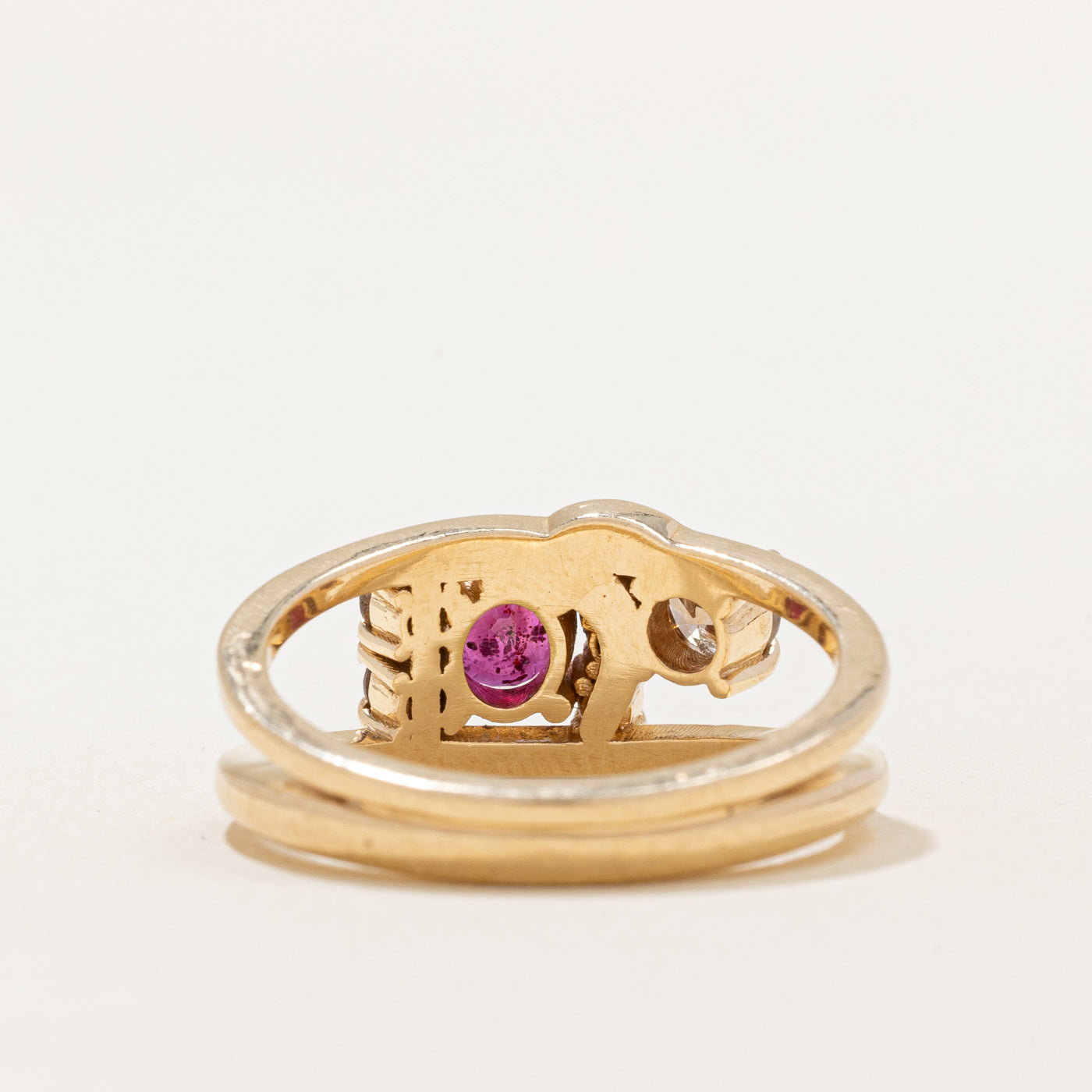 Glass Filled Ruby & Multi Coloured Diamond Ring | 0.80ct, 0.66ctw | SZ 9 |