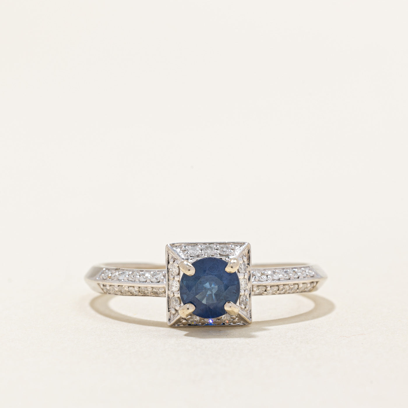 Sapphire & Diamond Square Face Ring | 0.80ct, 0.24ctw | SZ 9.5 |
