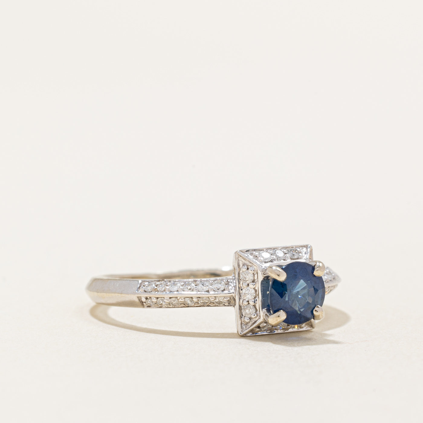 Sapphire & Diamond Square Face Ring | 0.80ct, 0.24ctw | SZ 9.5 |