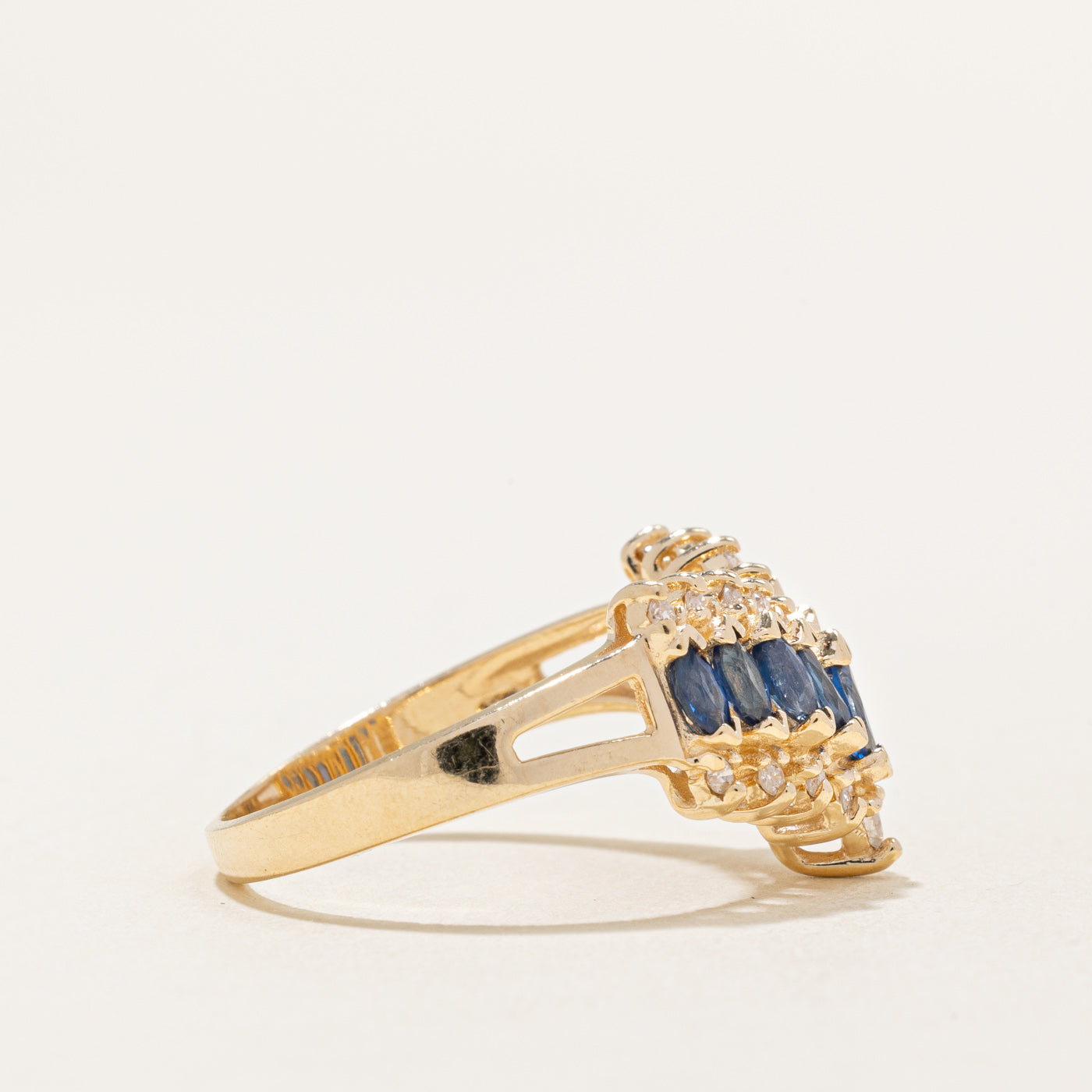 Sapphire & Diamond Chevron Ring | 0.63ctw, 0.20ctw | SZ 8 |