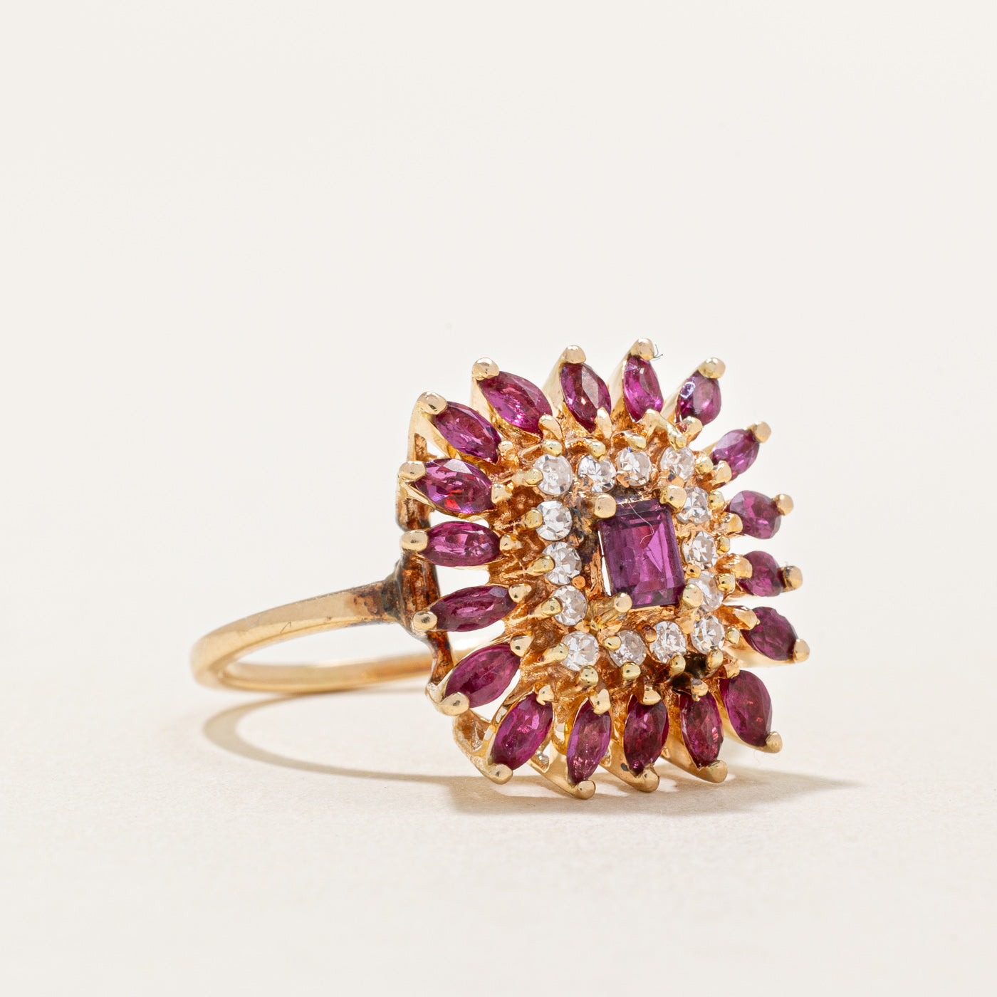 Ruby & Diamond Cocktail Ring | 1.20ctw, 0.16ctw | SZ 6.75 |