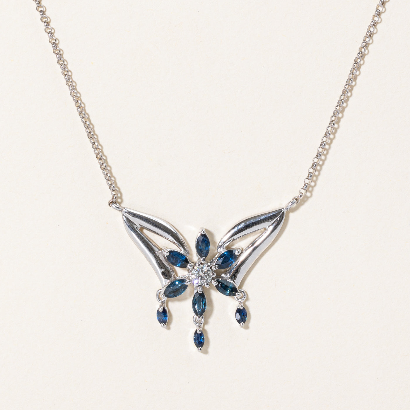 Sapphire & Diamond Pendant Necklace | 1.00ctw, 0.21ct | 18" |