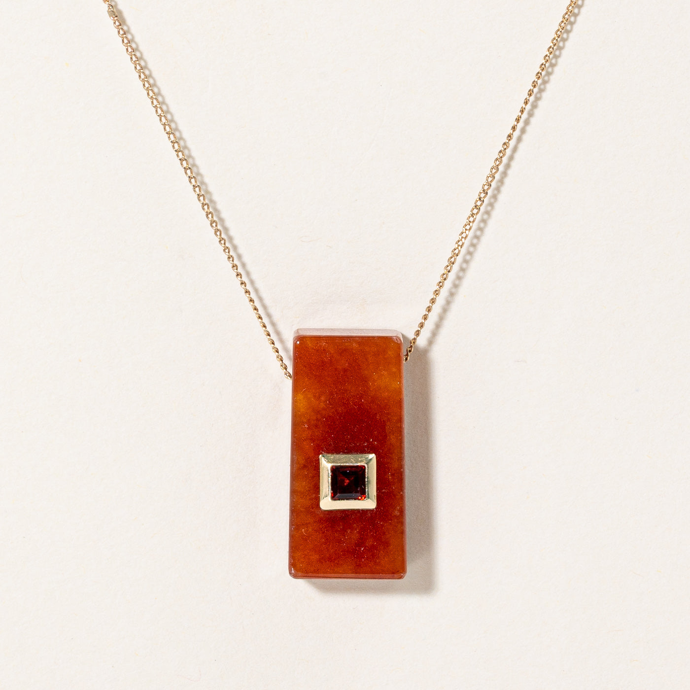 Jadeite & Garnet Pendant Necklace | 35.00ct, 0.40ct | 22" |