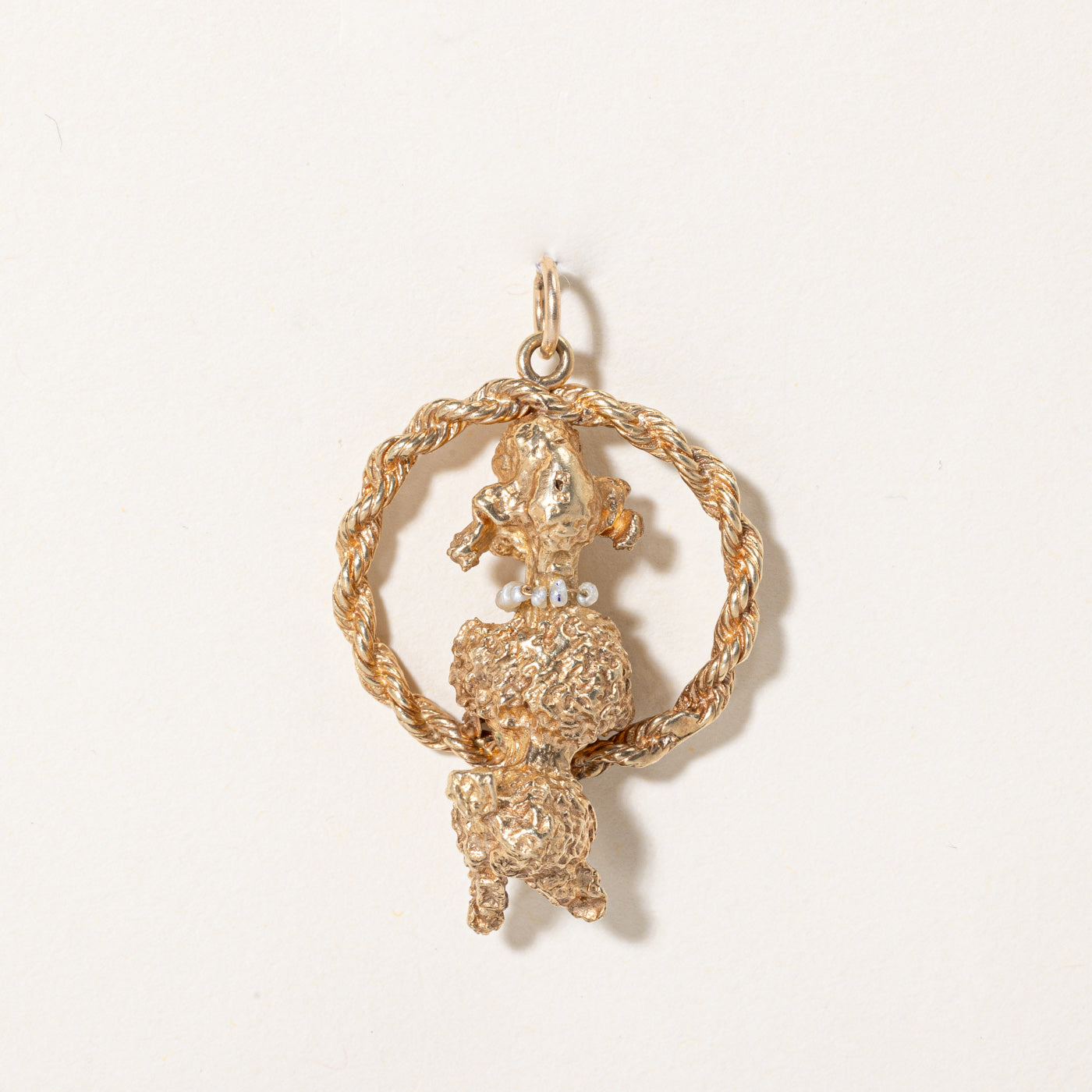 Synthetic Ruby & Pearl Dog Pendant | 0.02ctw |