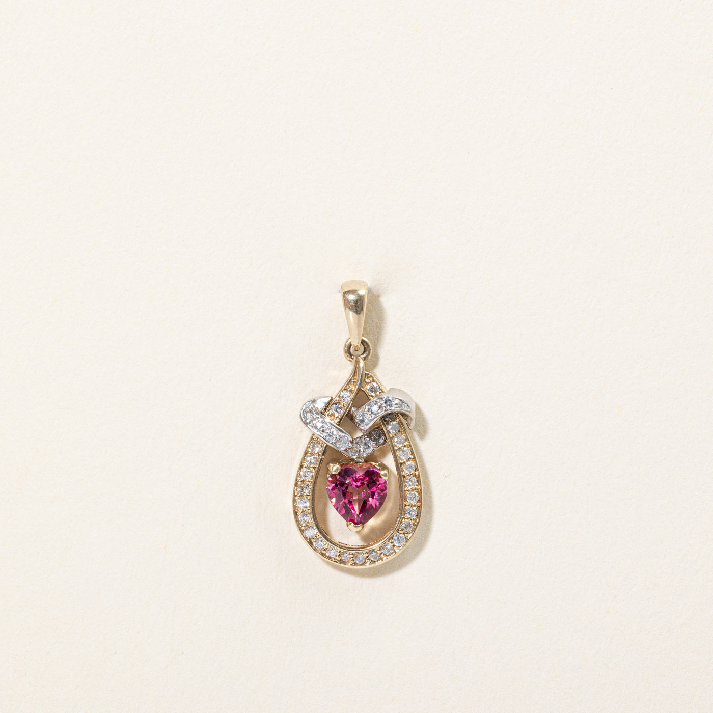 Pink Topaz Heart & Diamond Pendant | 0.50ct, 0.18ctw |