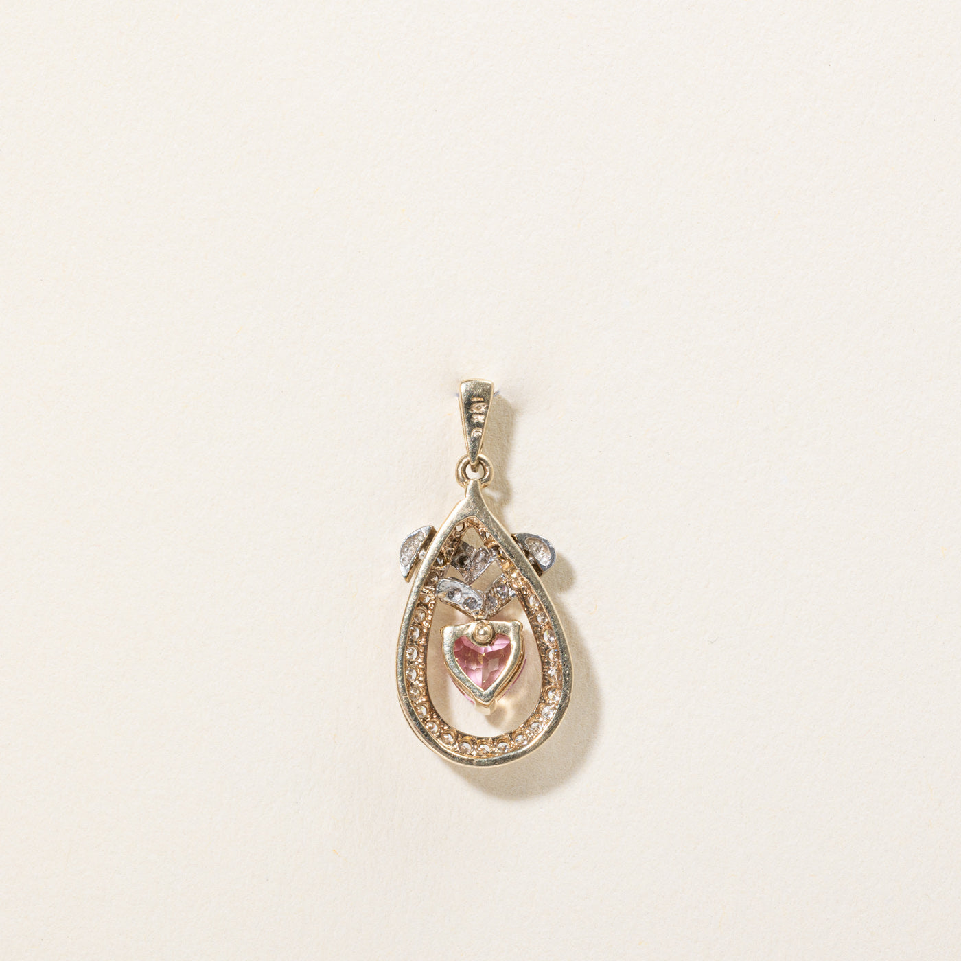 Pink Topaz Heart & Diamond Pendant | 0.50ct, 0.18ctw |