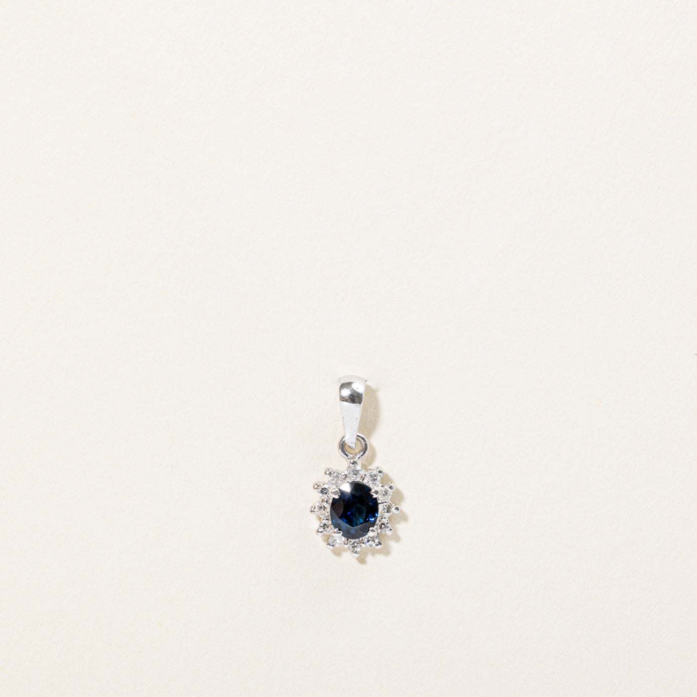 Sapphire & Diamond Halo Pendant | 0.40ct, 0.06ctw |