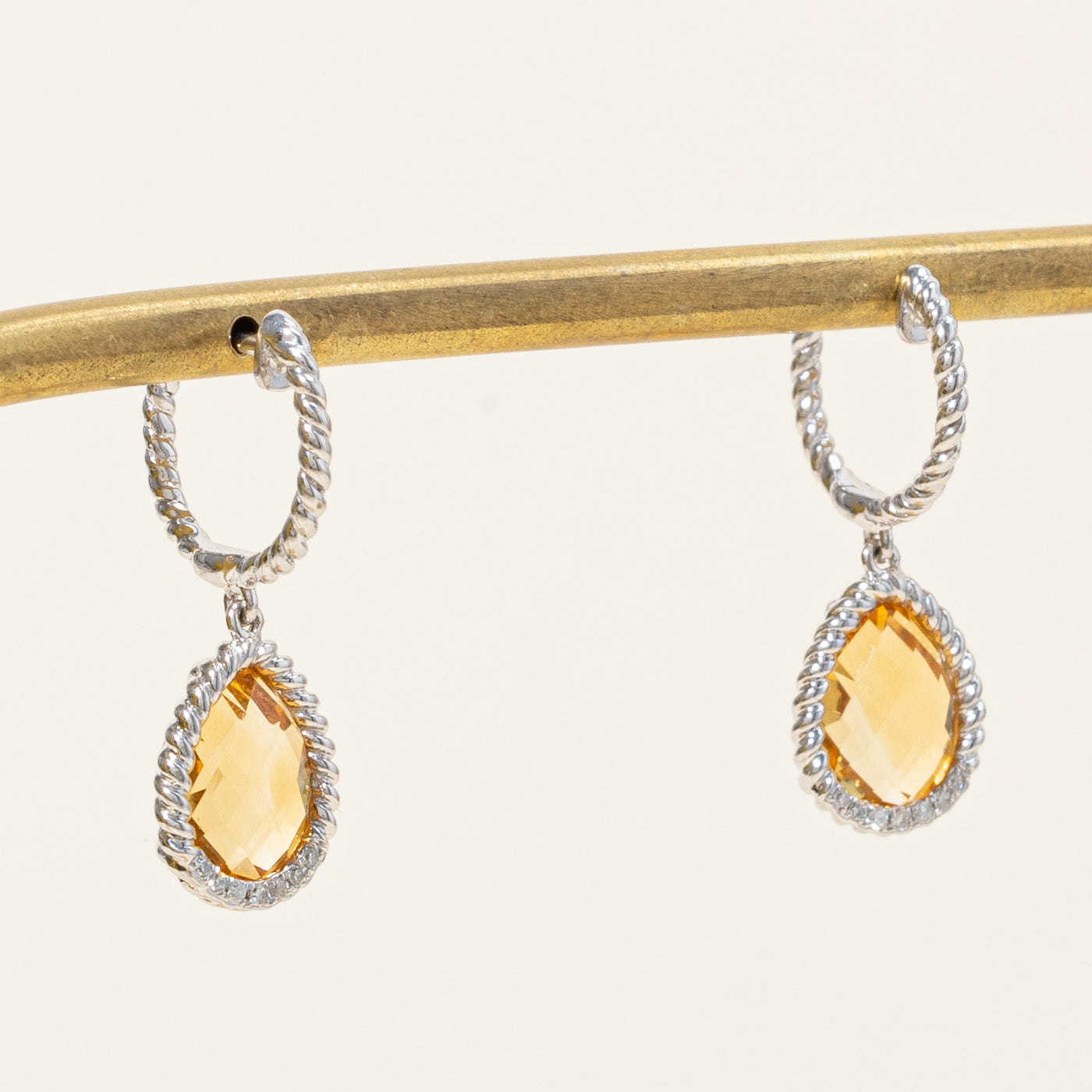Citrine & Diamond Drop Earrings | 6.00ctw, 0.07ctw |