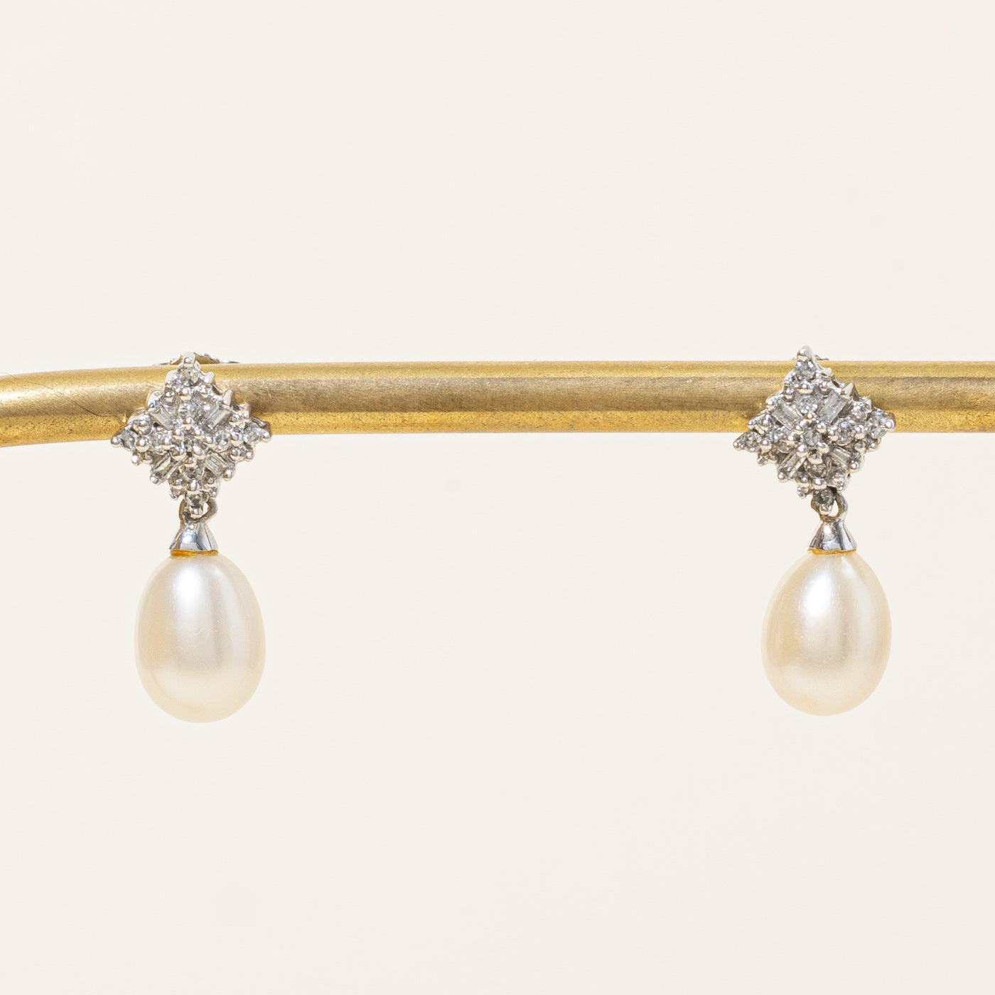 Cultured Pearl & Diamond Drop Earrings | 5.60ctw, 0.13ctw |