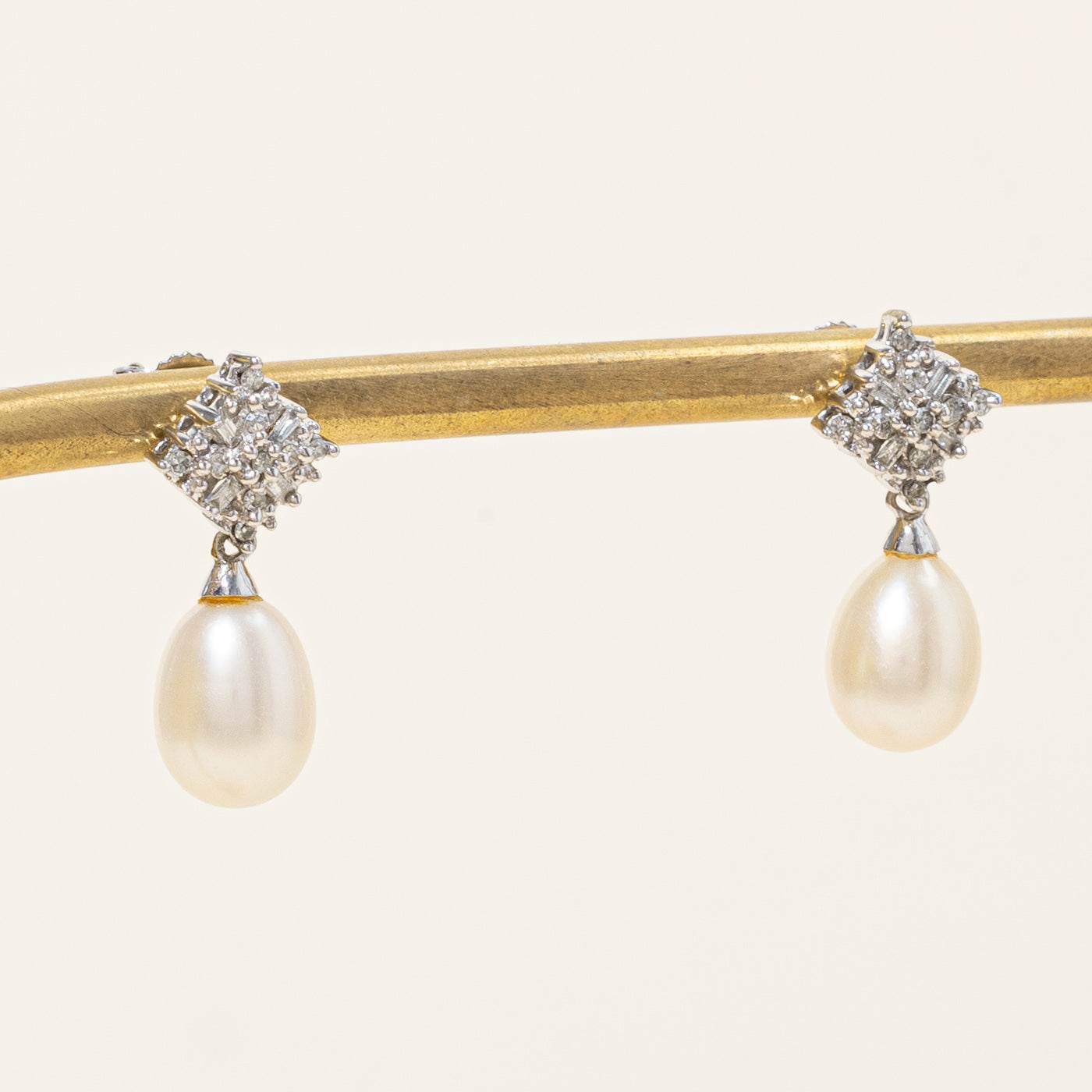 Cultured Pearl & Diamond Drop Earrings | 5.60ctw, 0.13ctw |