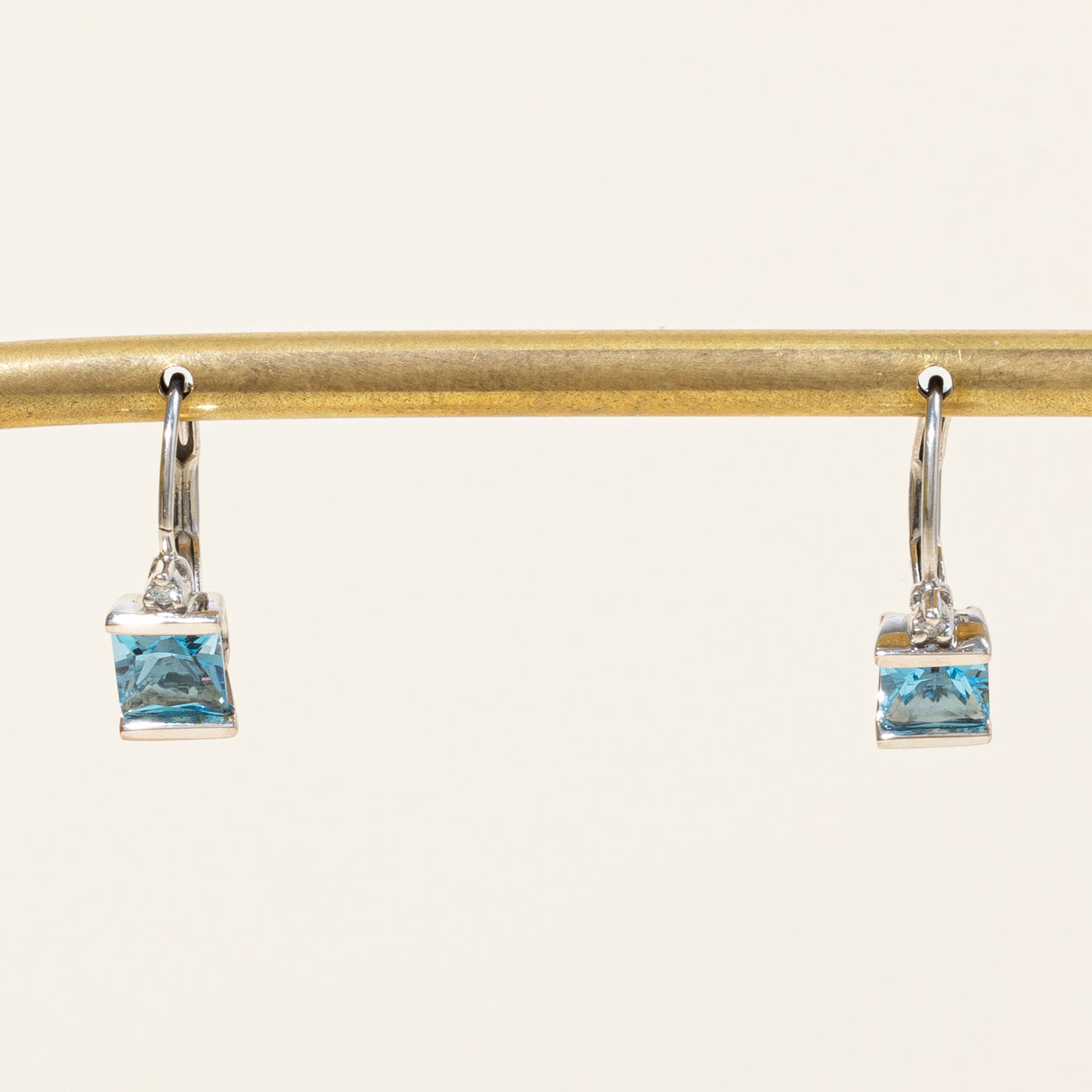 Blue Topaz & Diamond Huggie Earrings | 1.60ctw, 0.02ctw |