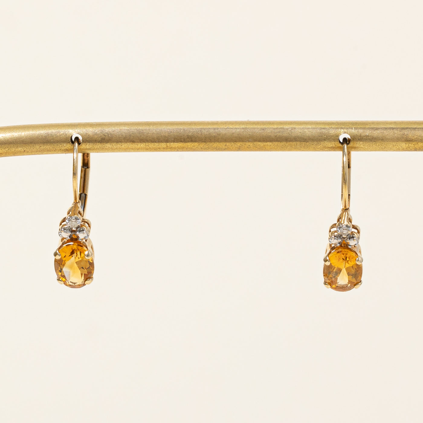 Citrine & Diamond Huggie Earrings | 1.30ctw, 0.02ctw |