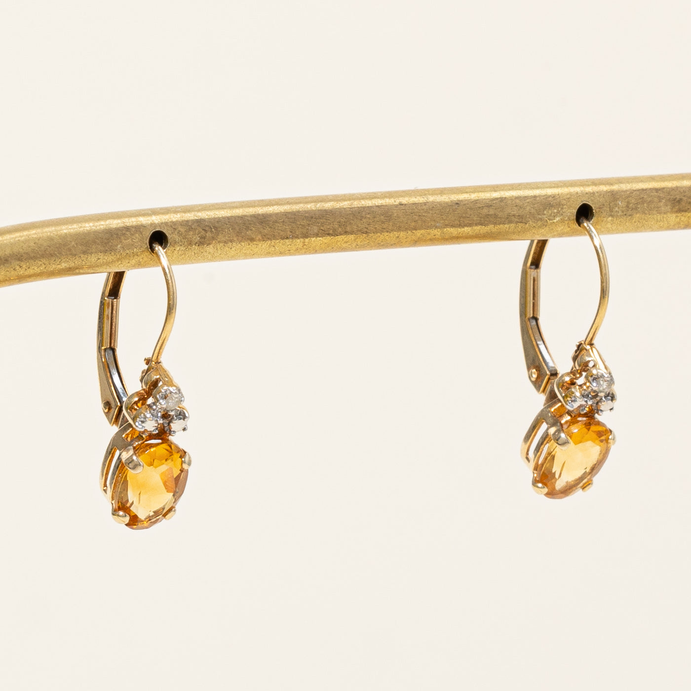 Citrine & Diamond Huggie Earrings | 1.30ctw, 0.02ctw |